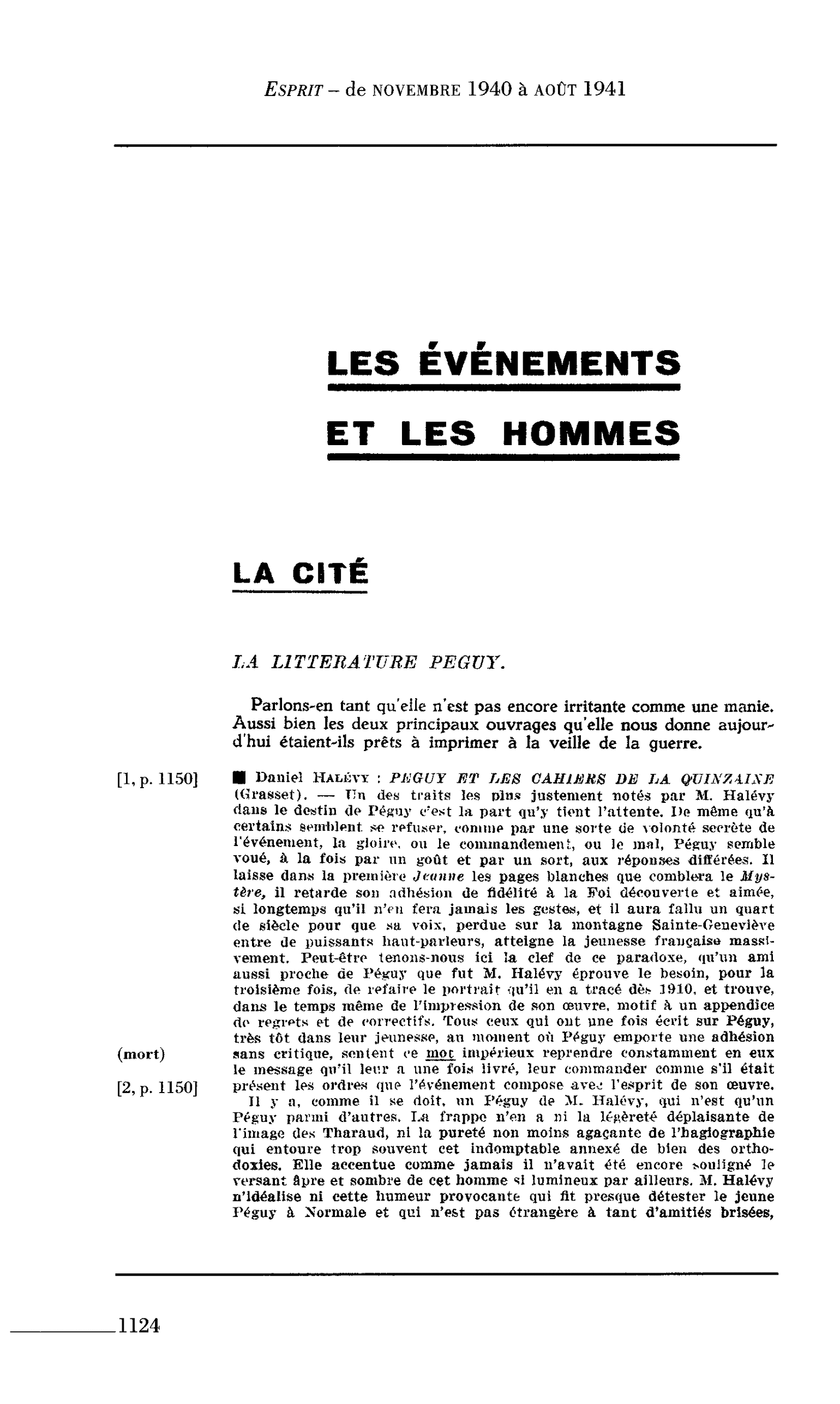 LA CITÉ : LA LITTERATURE PEGUY