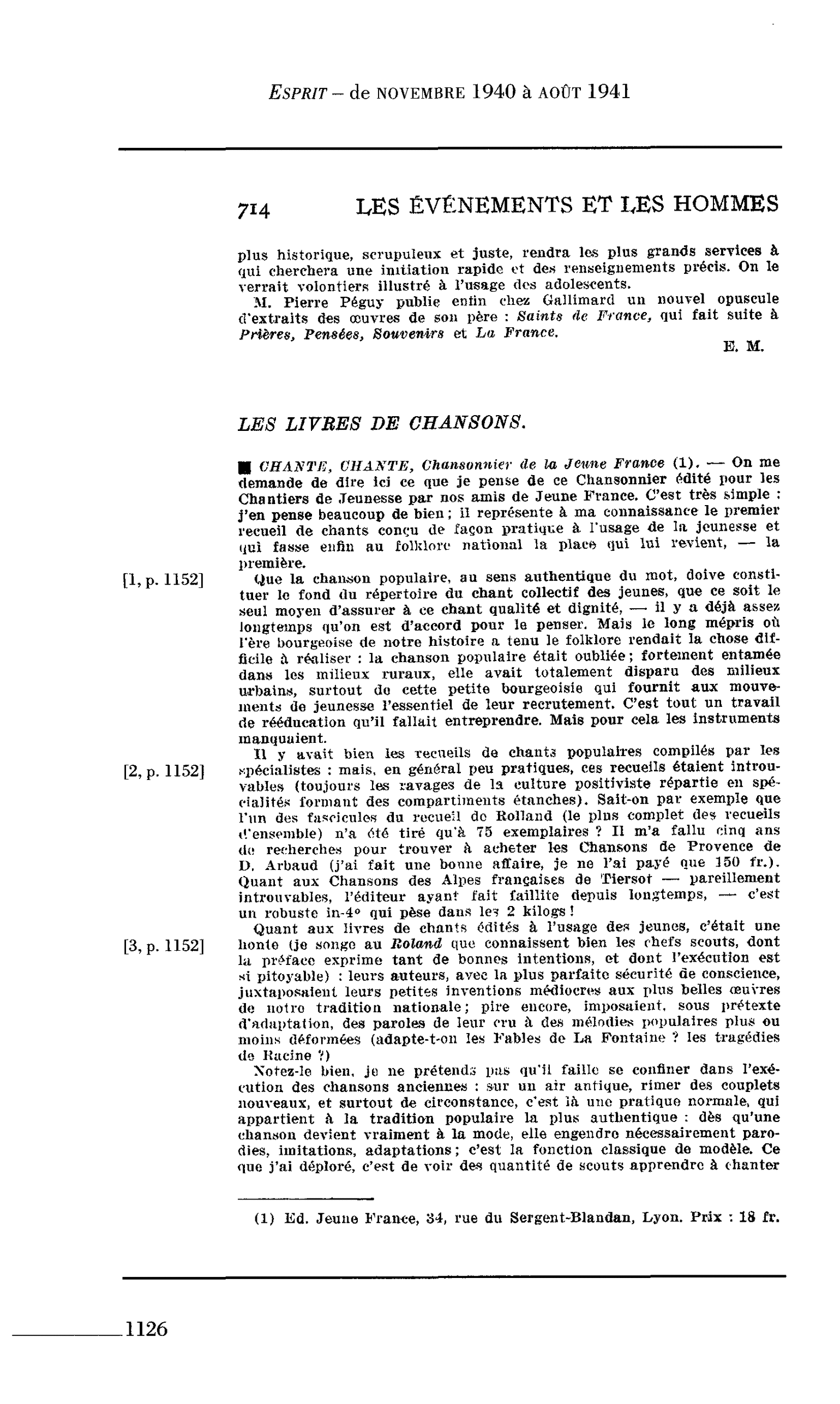 LA CITÉ : LES LIVRES DE CHANSONS CHANTE, CHANTE, Chansonnier de la Jeune France