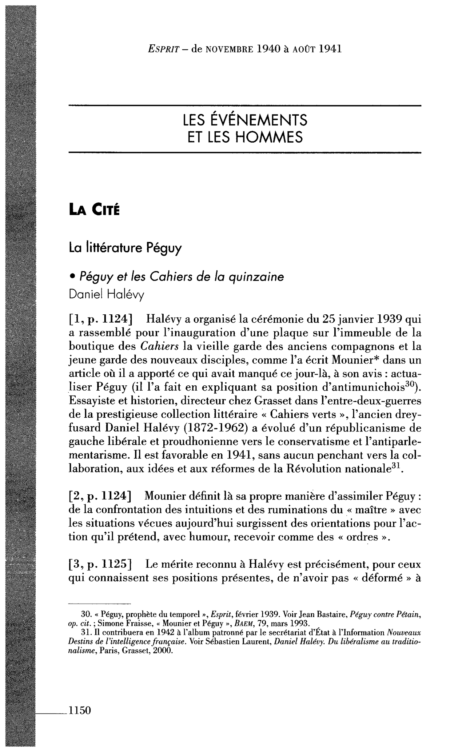 La Cité. La littérature Péguy. Péguy et les Cahiers de la quinzaine (par Halévy Daniel)