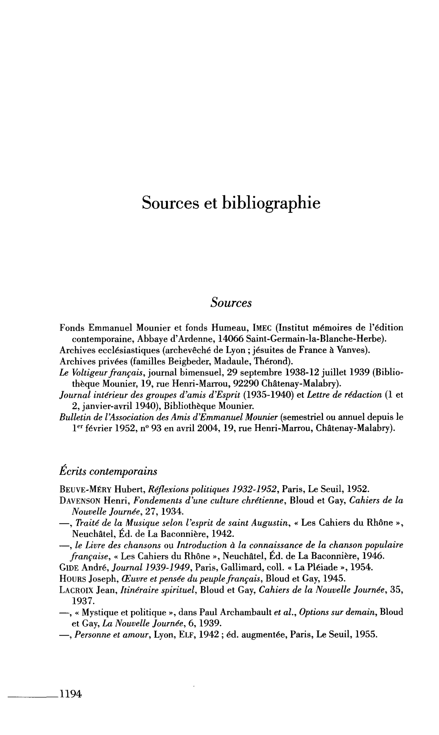 Sources et bibliographie