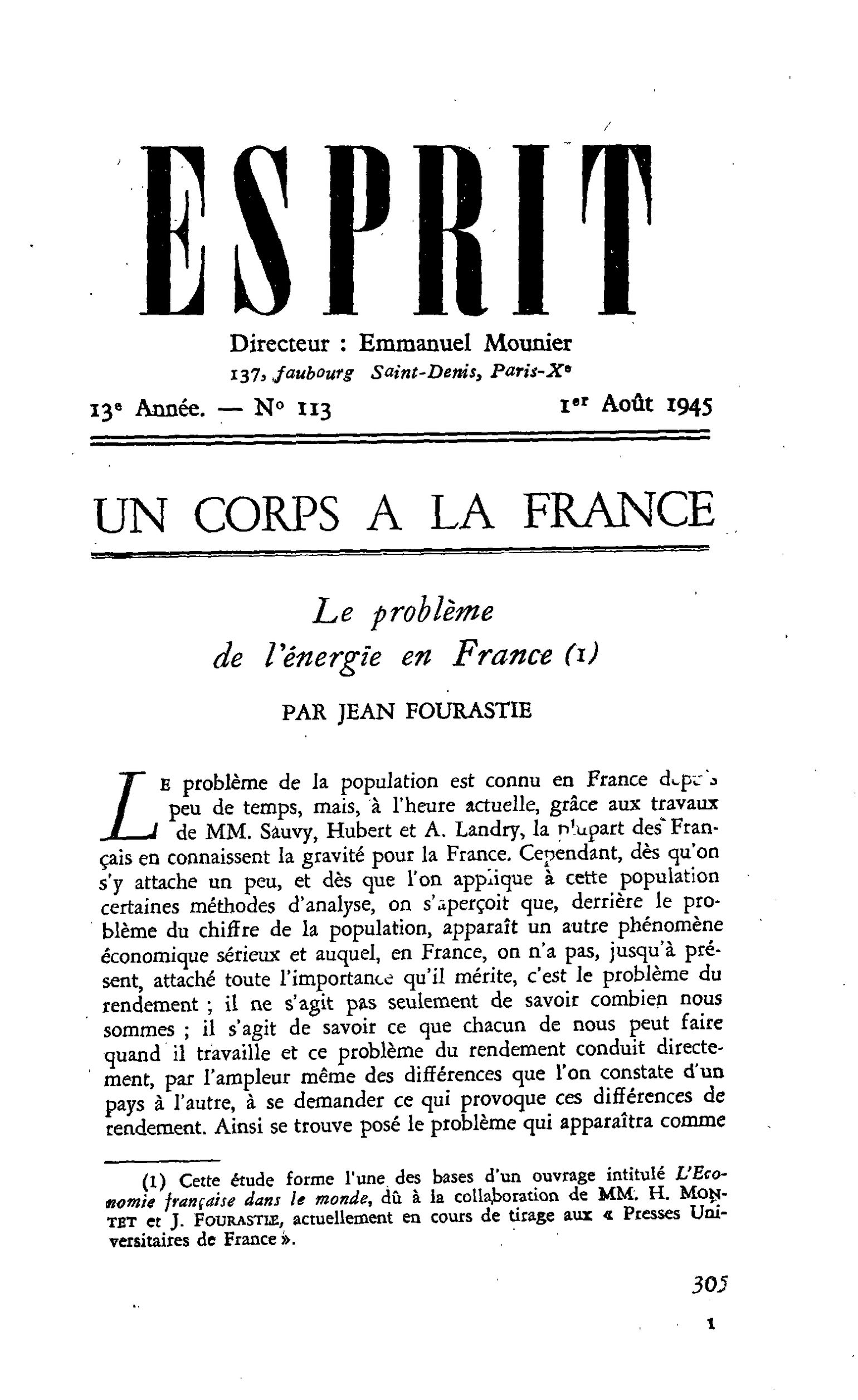 Le problème de l’énergie en France