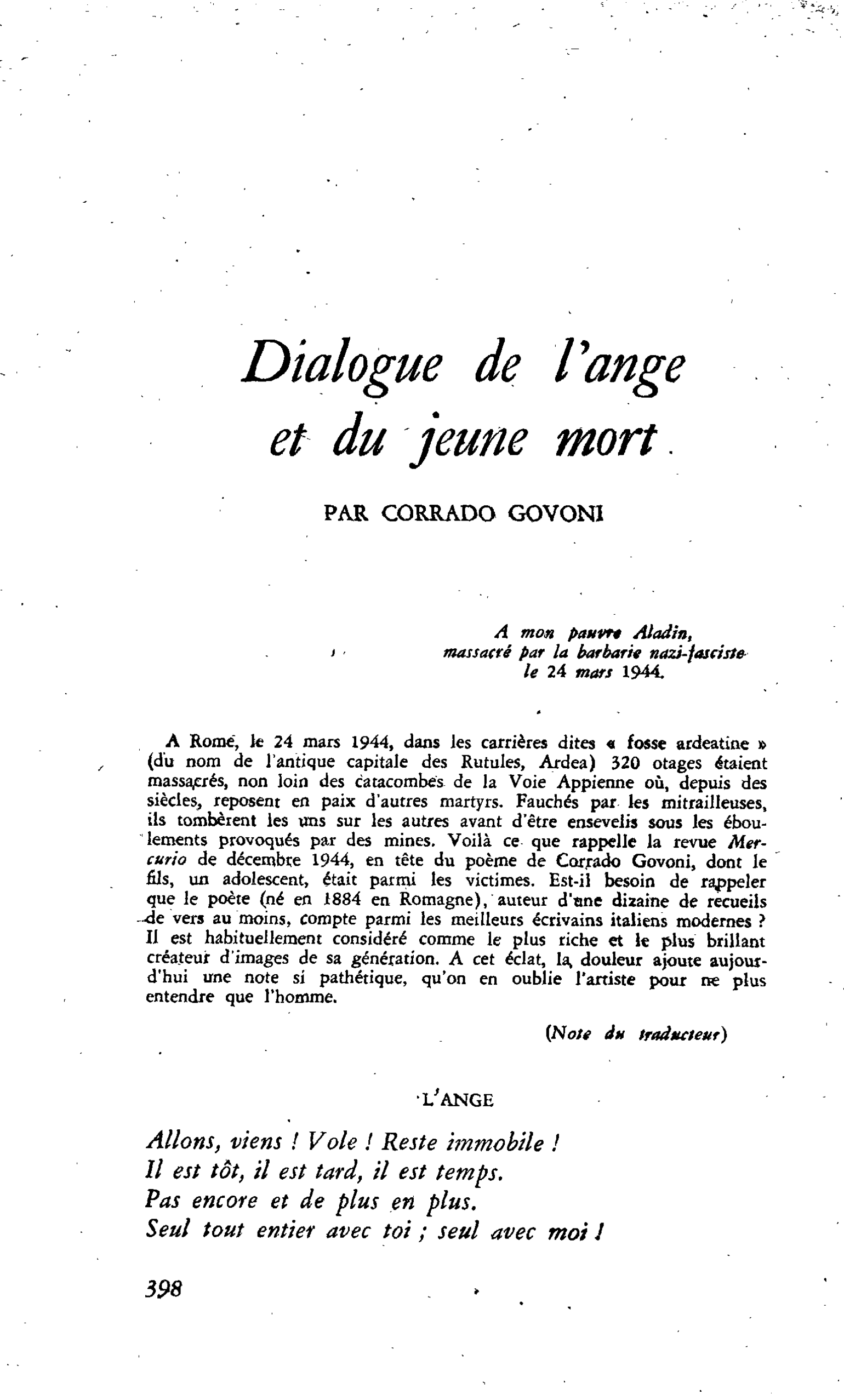 Dialogue de l’ange et du jeune mort
