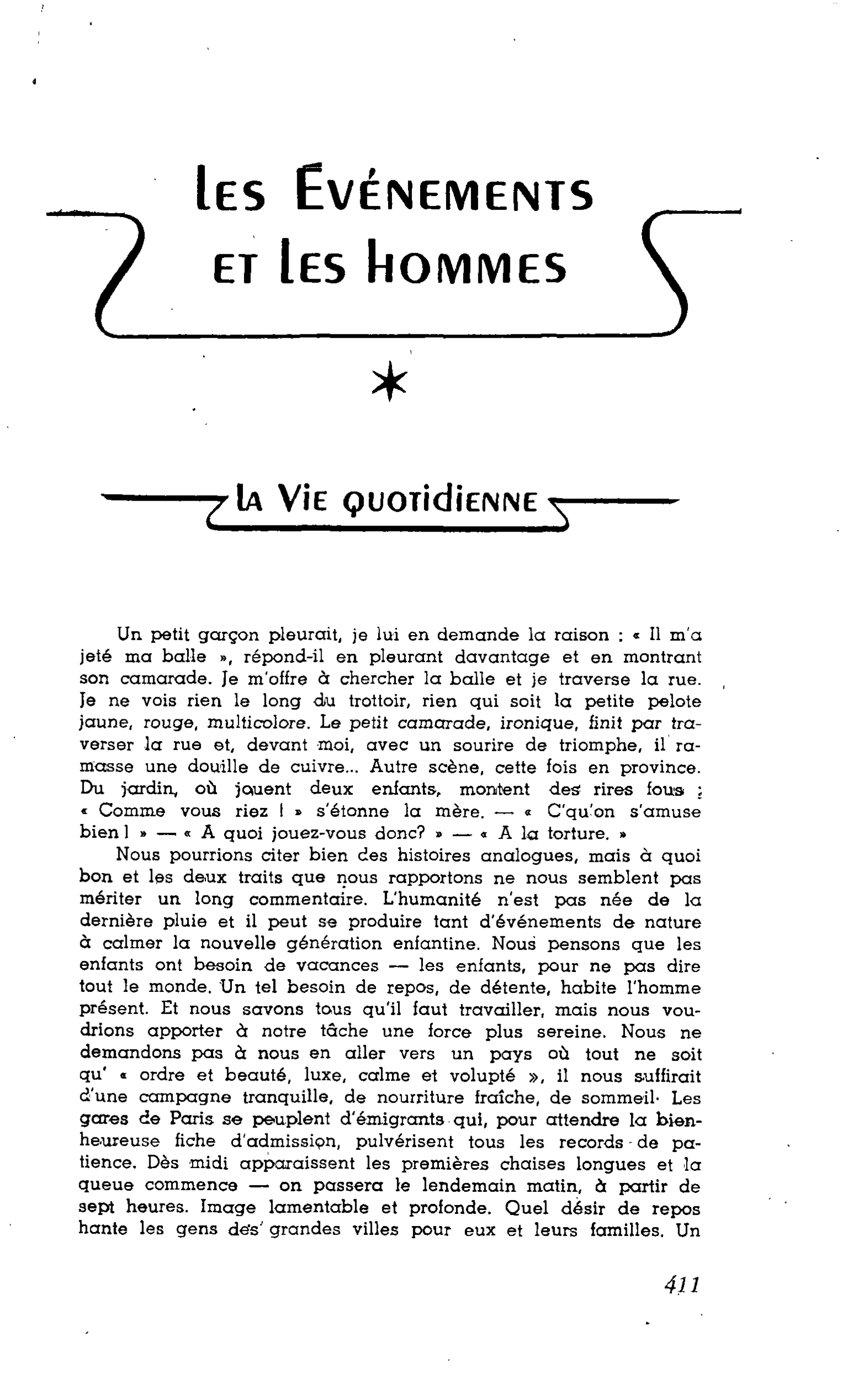 LA VIE QUOTIDIENNE