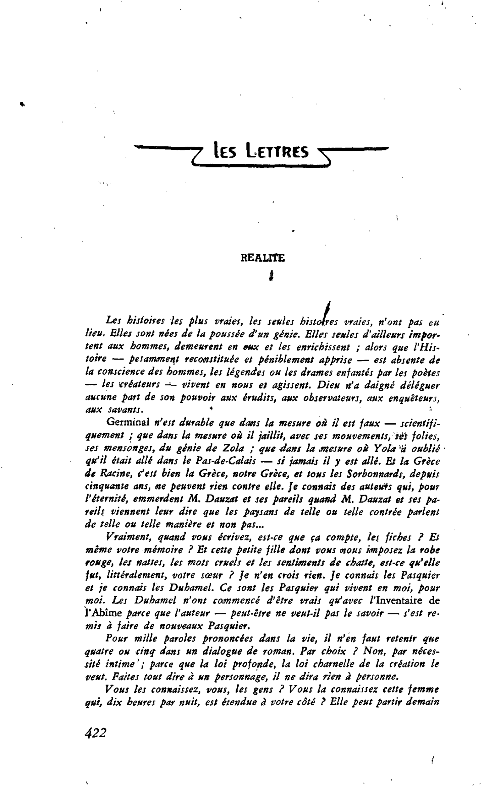 LES LETTRES REALITE