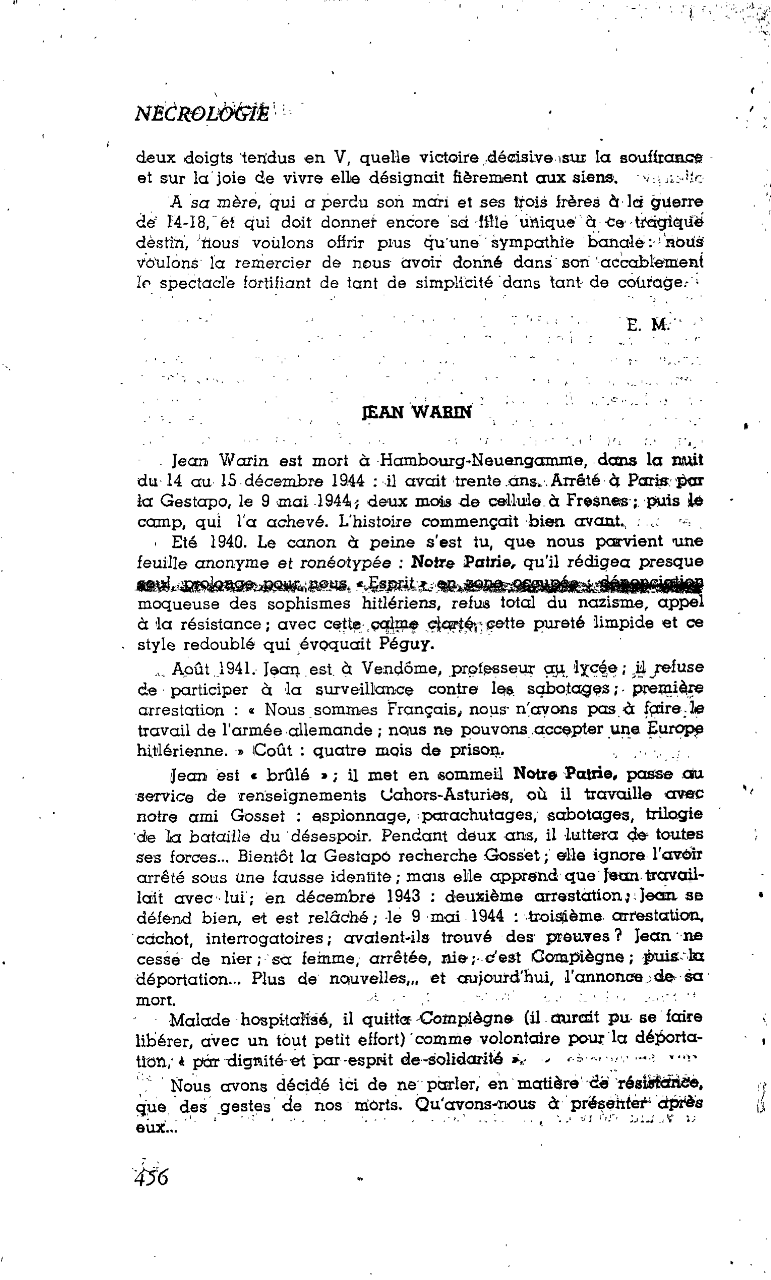 LA  CITÉ : JEAN WARIN