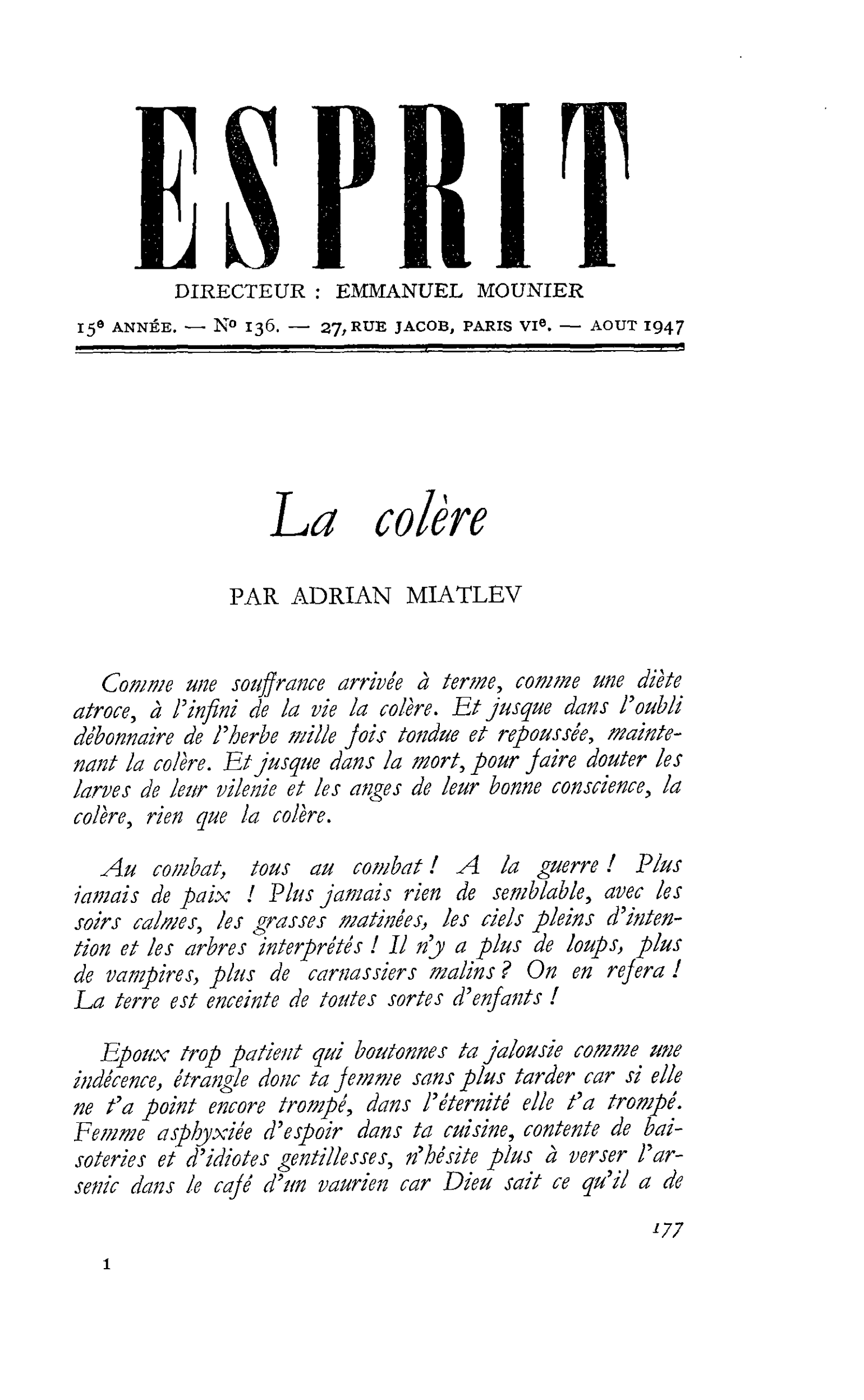 La colère