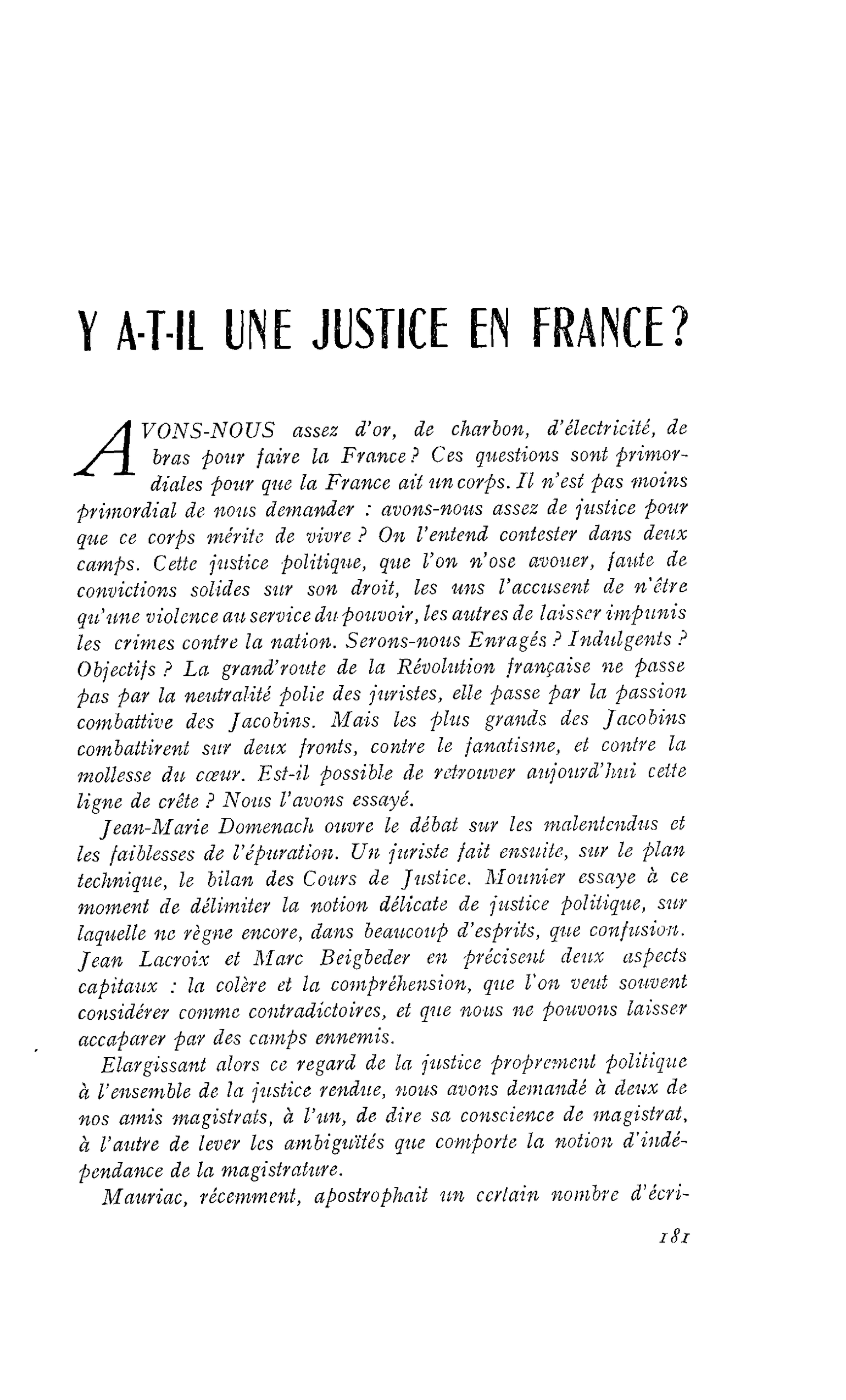 Y A-T-IL UNE JUSTICE EN FRANCE ?