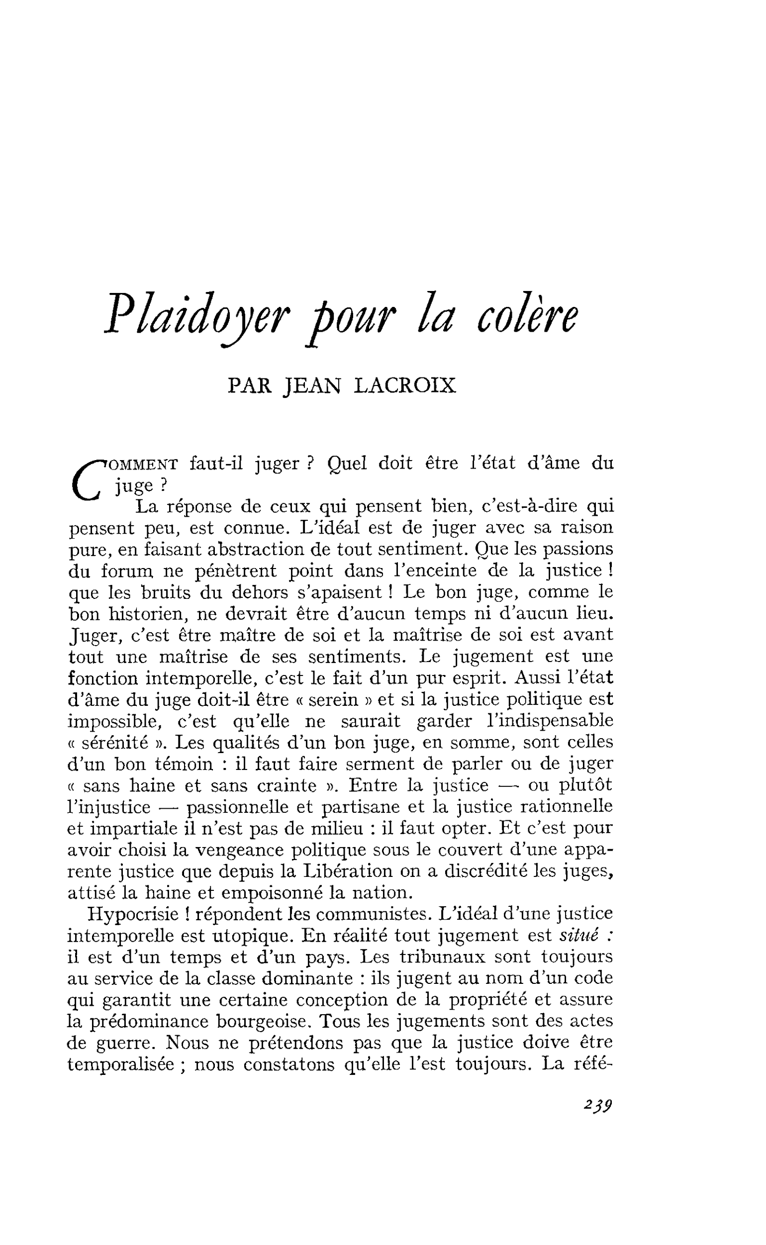 Plaidoyer pour la colère