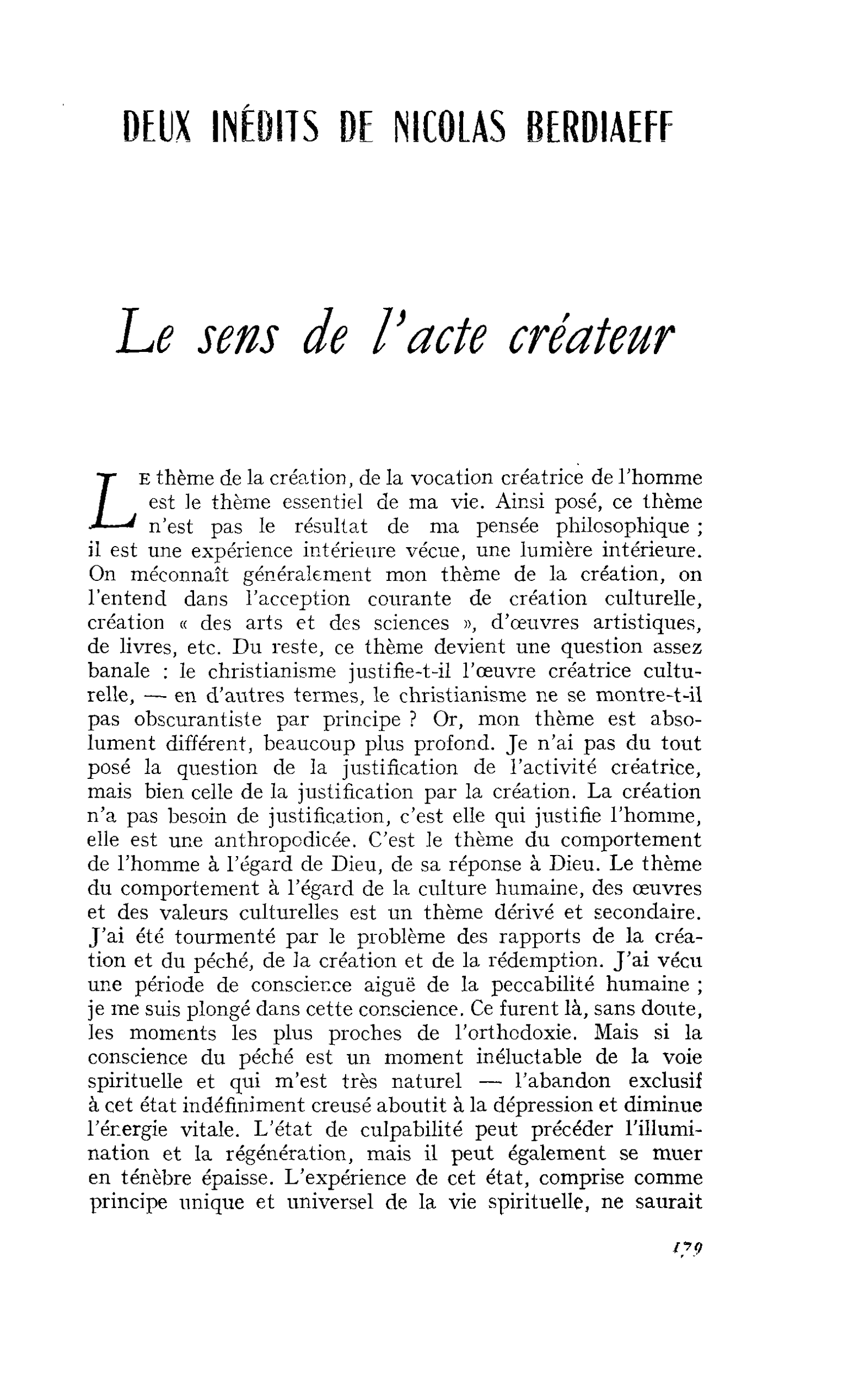 Le sens de l’acte créateur