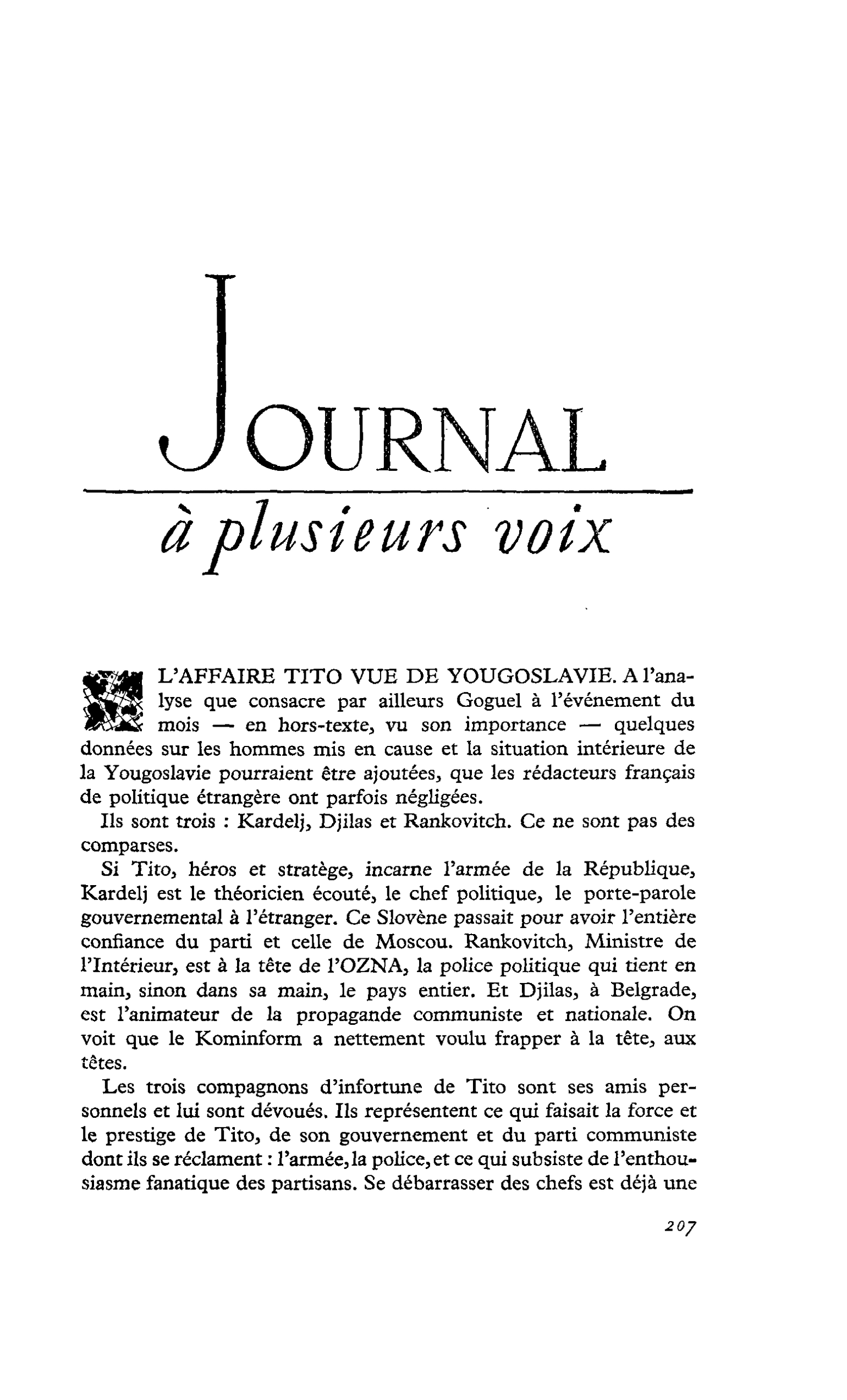 L’AFFAIRE TITO VUE DE YOUGOSLAVIE