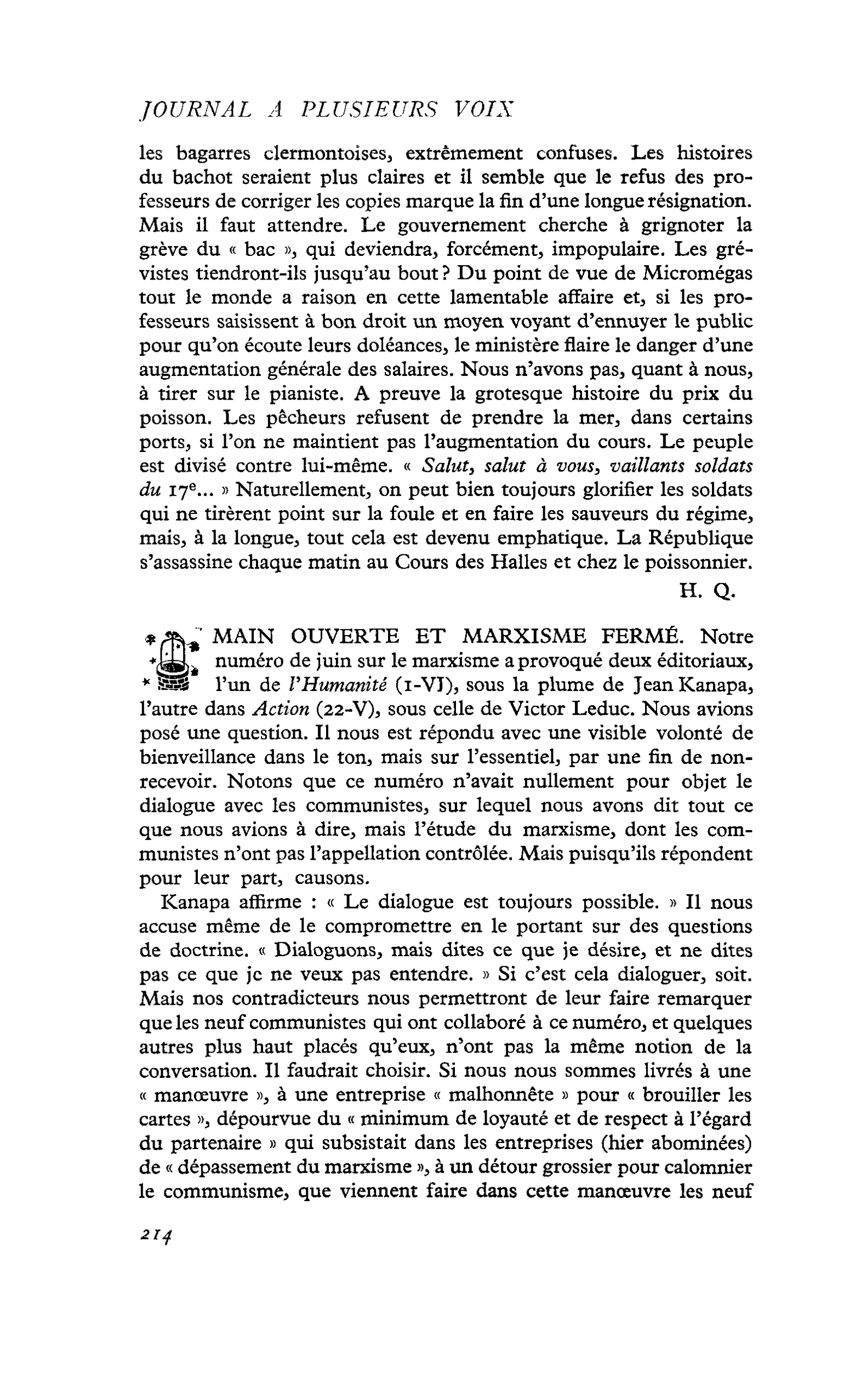 MAIN OUVERTE ET MARXISME FERMÉ