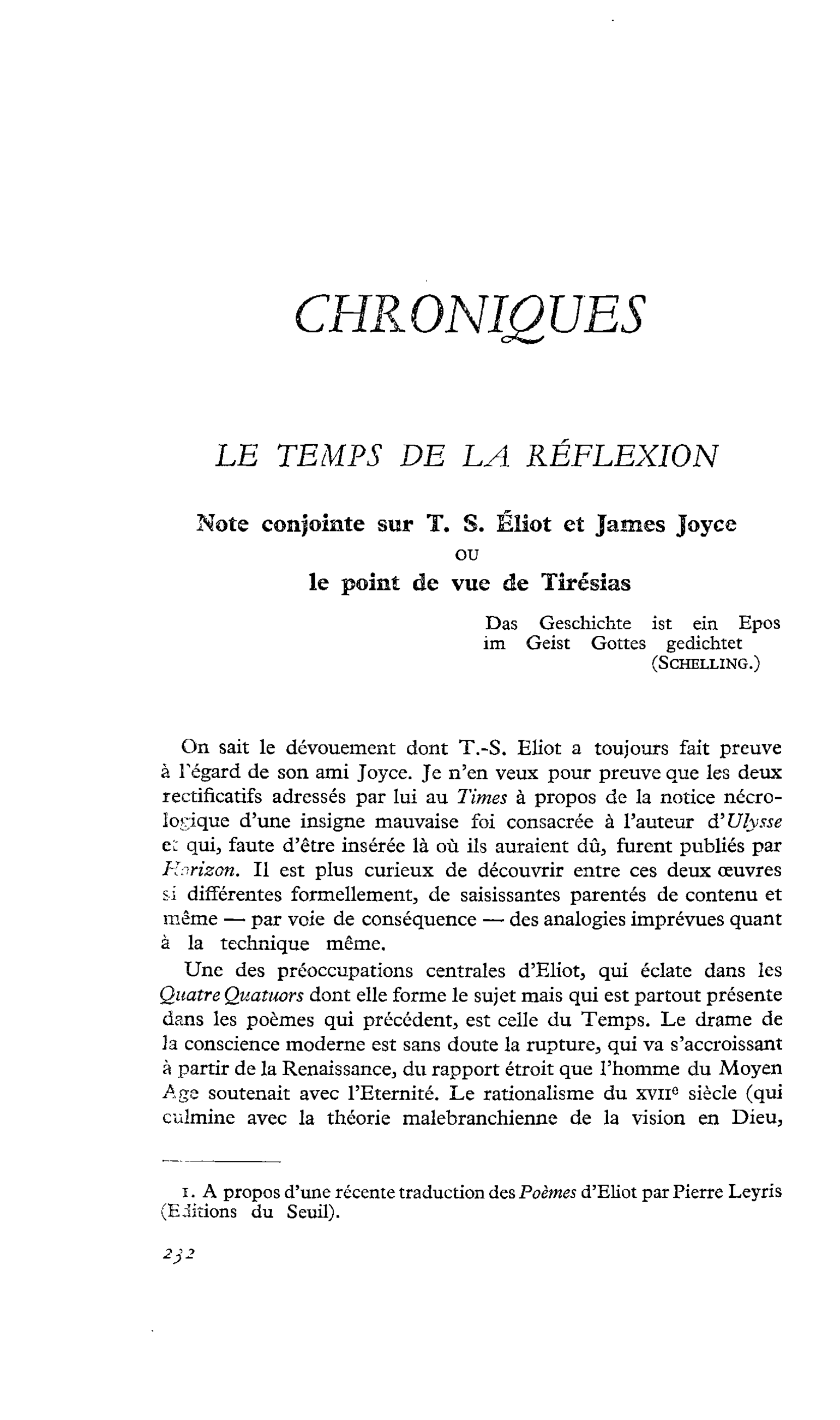 LE TEMPS DE LA RÉFLEXION