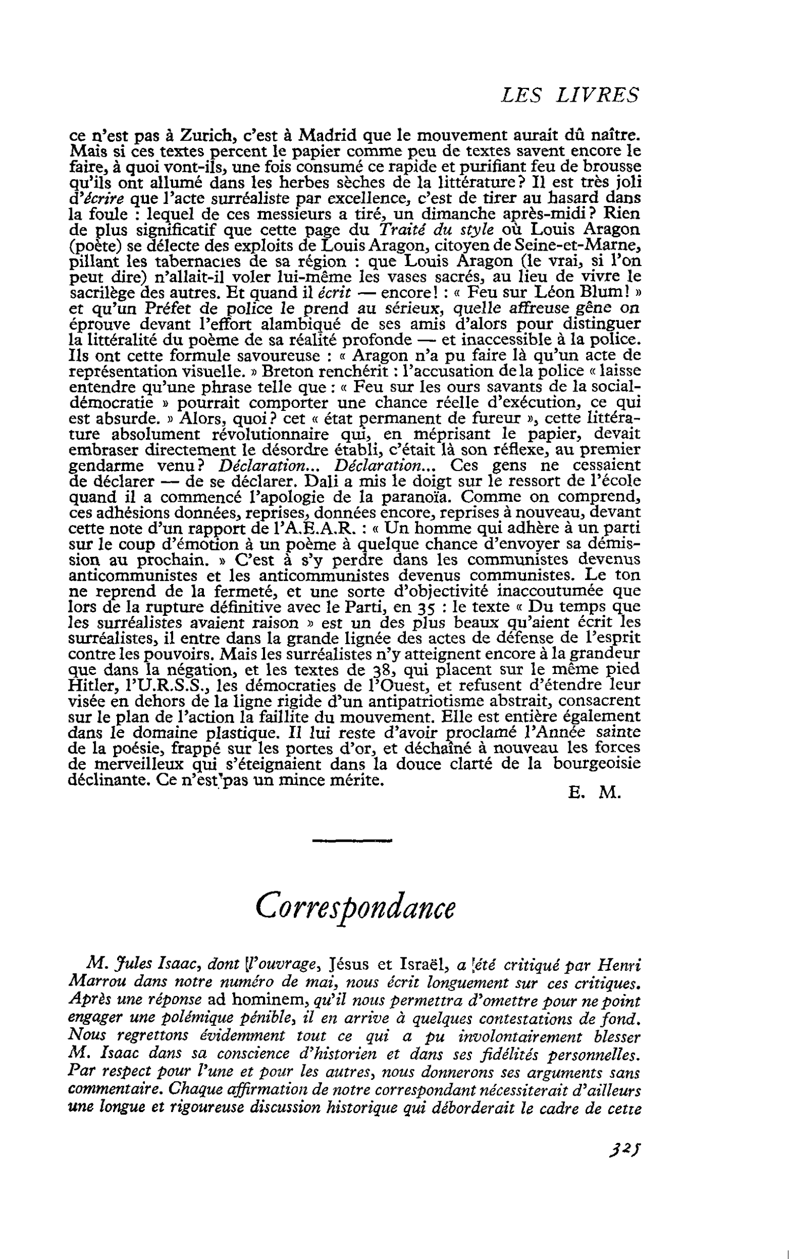 Correspondance