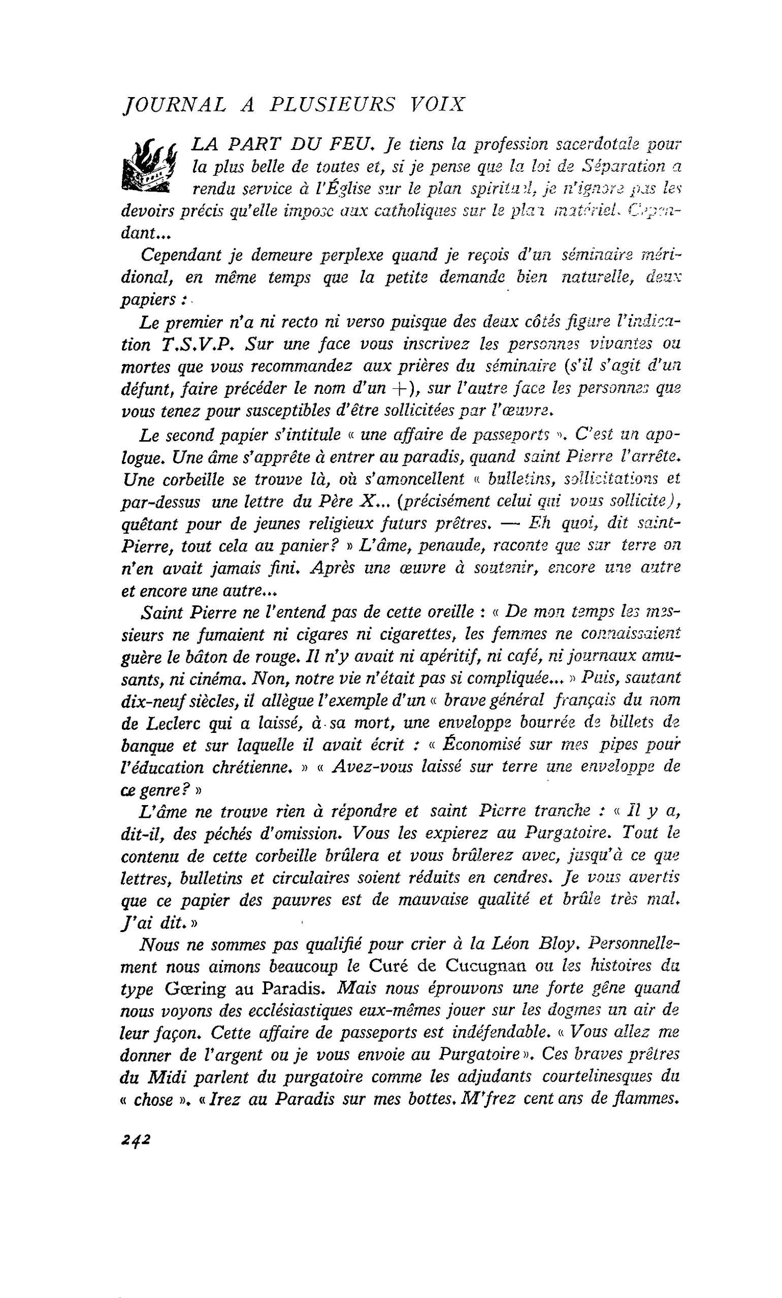 LA PART DU FEU