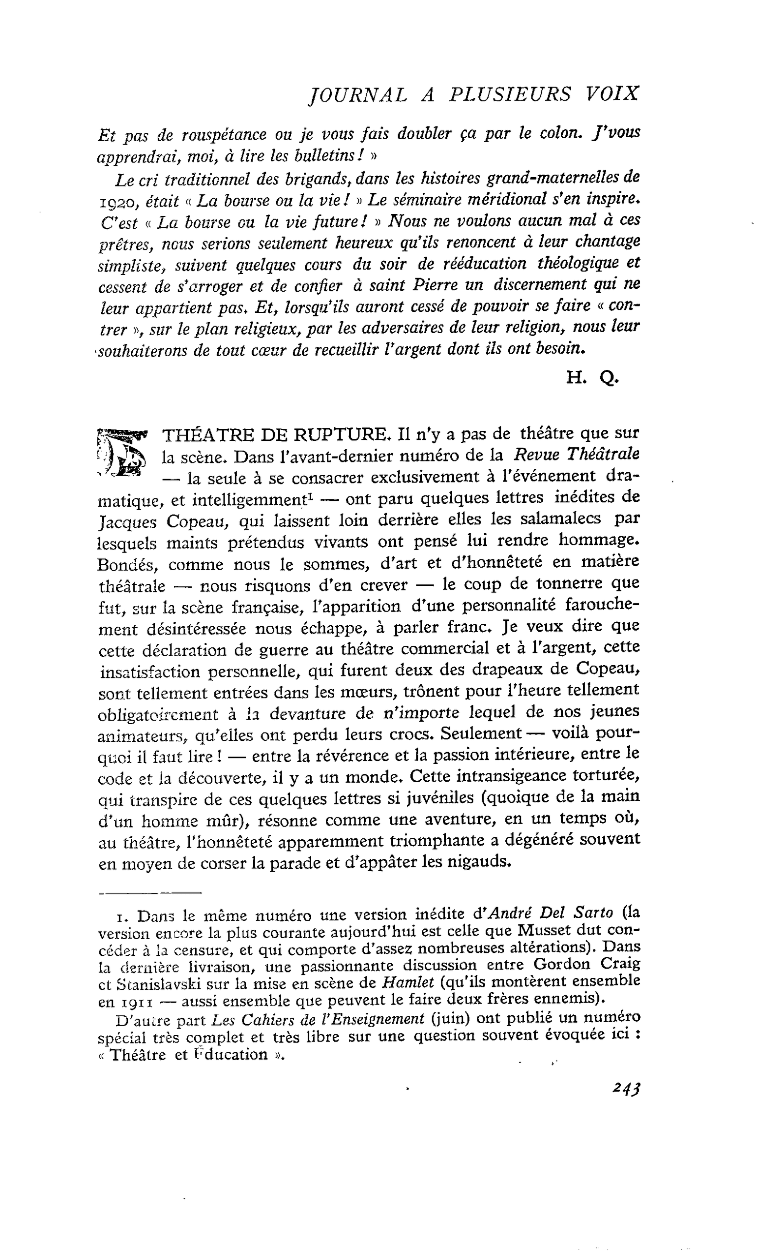 THEATRE DE RUPTURE