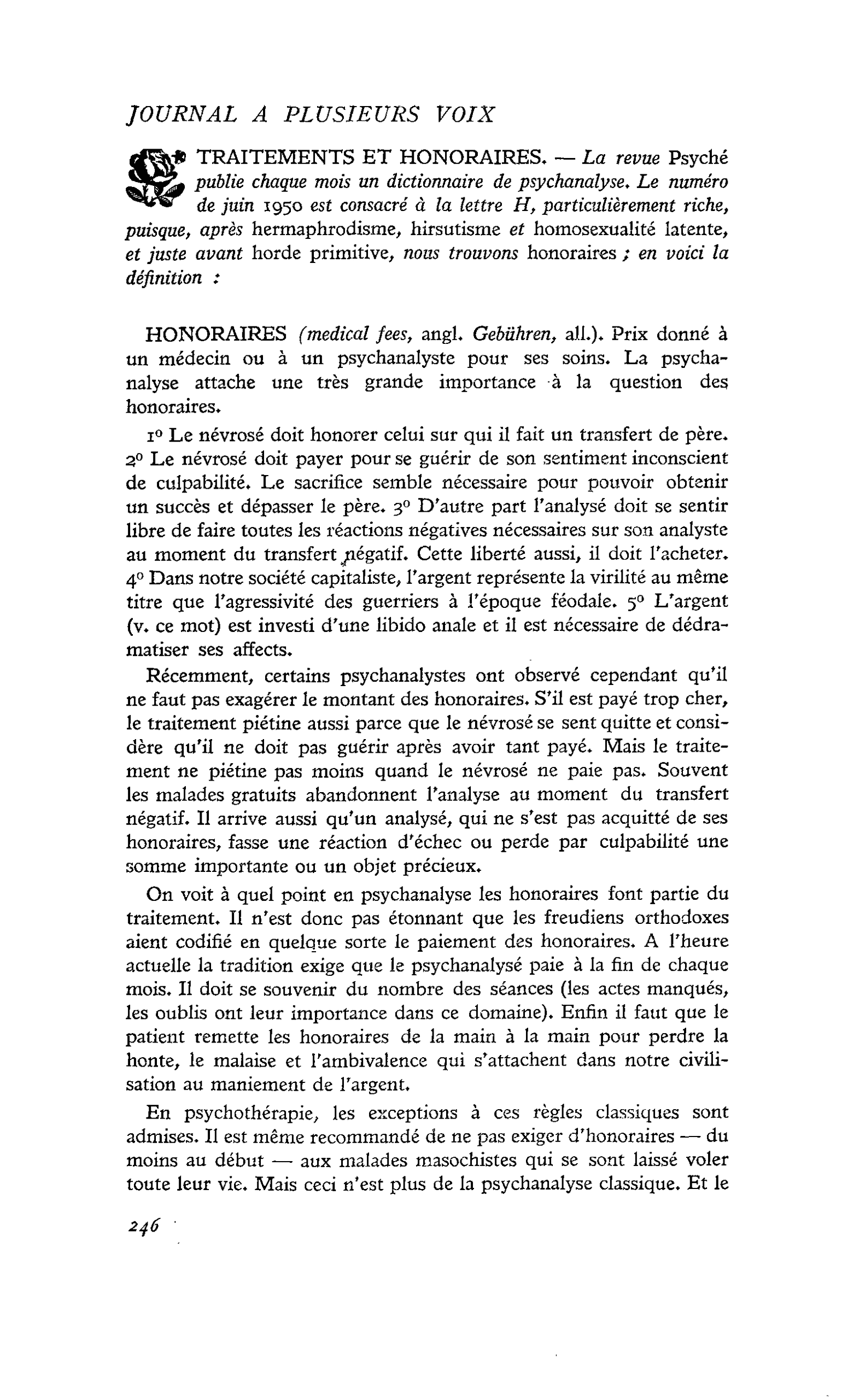 TRAITEMENTS ET HONORAIRES