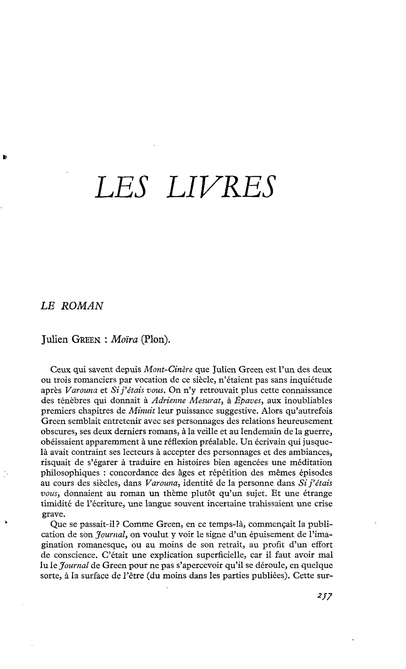 Julien Green : Moïra