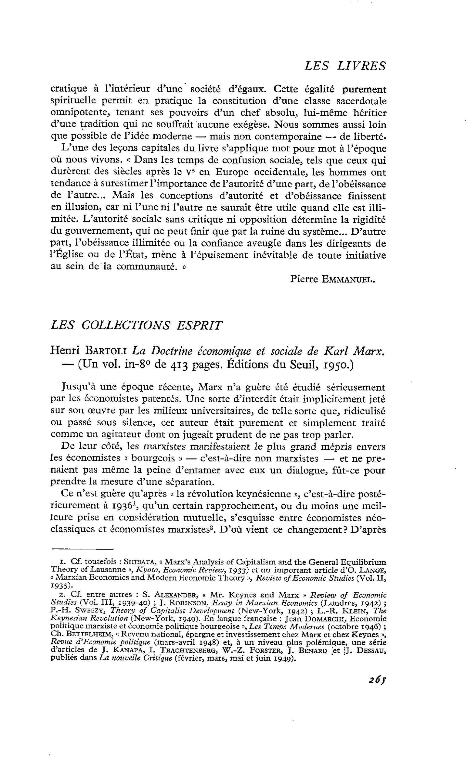 Henri Bartoli. La Doctrine économique et sociale de Karl Marx