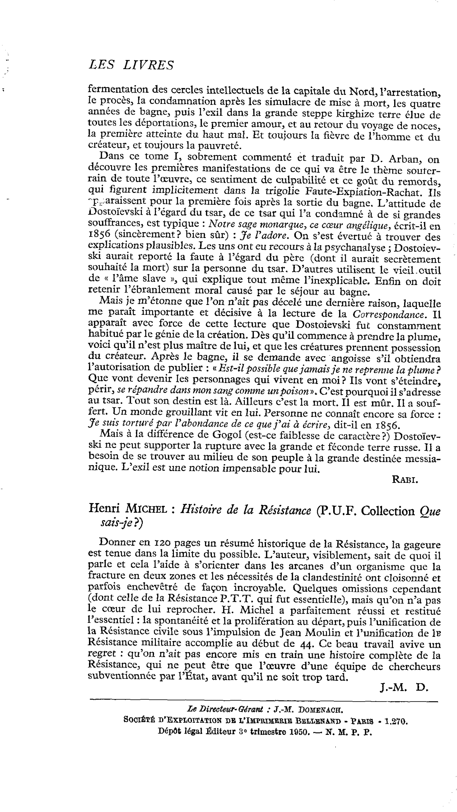 Henri Michel : Histoire de la Résistance