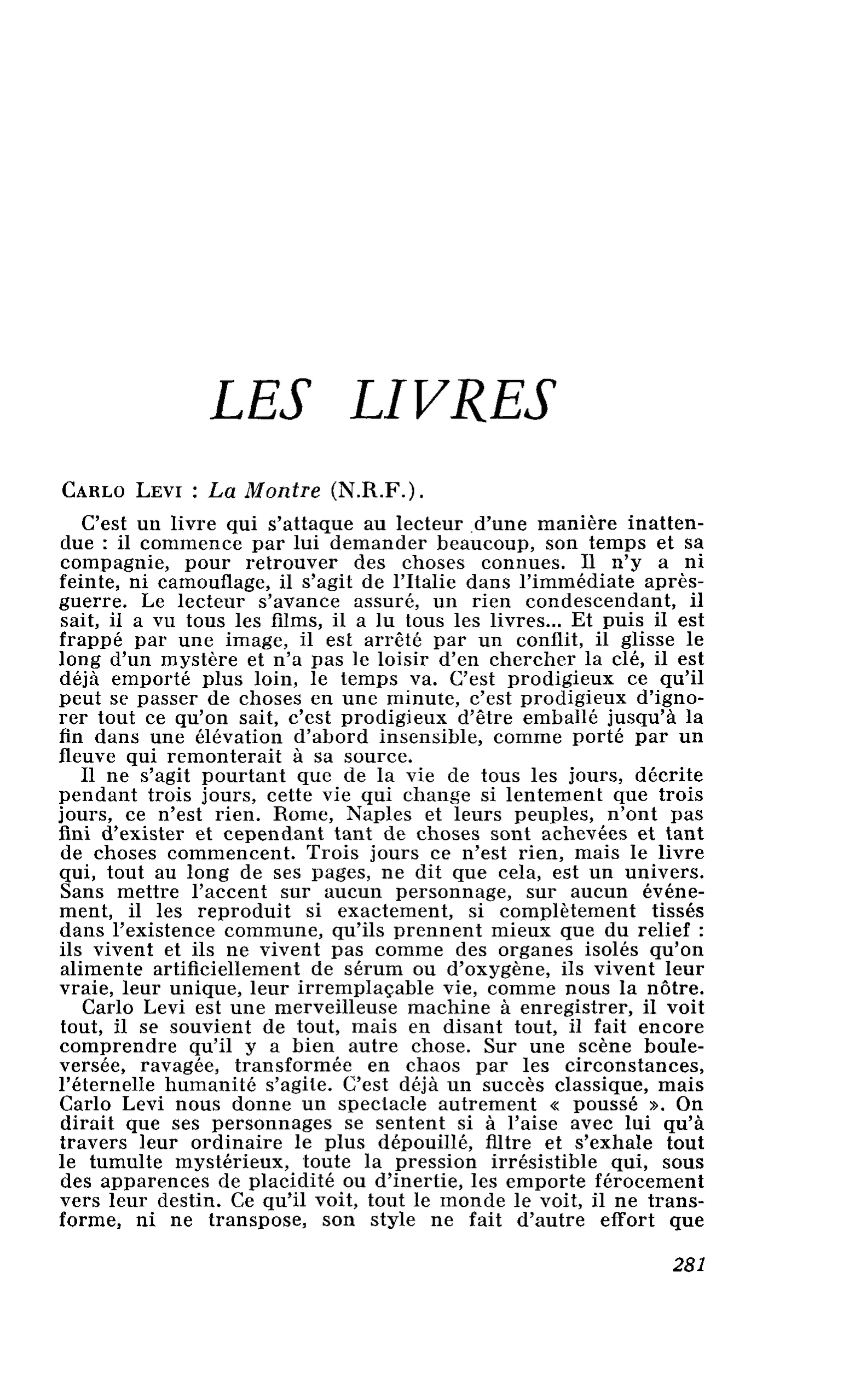 Carlo Levi : La Montre