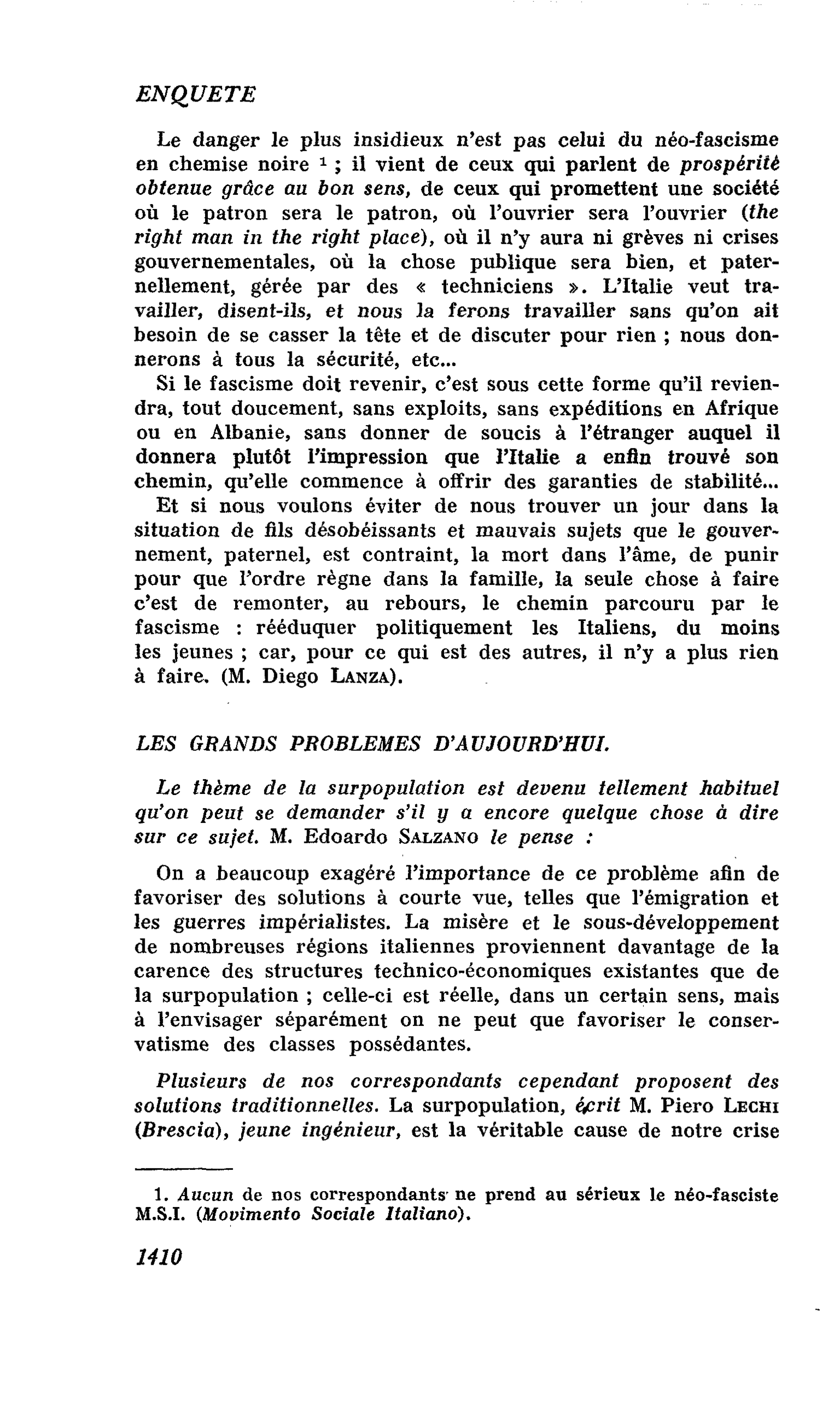LES GRANDS PROBLEMES D’AUJOURD’HUI