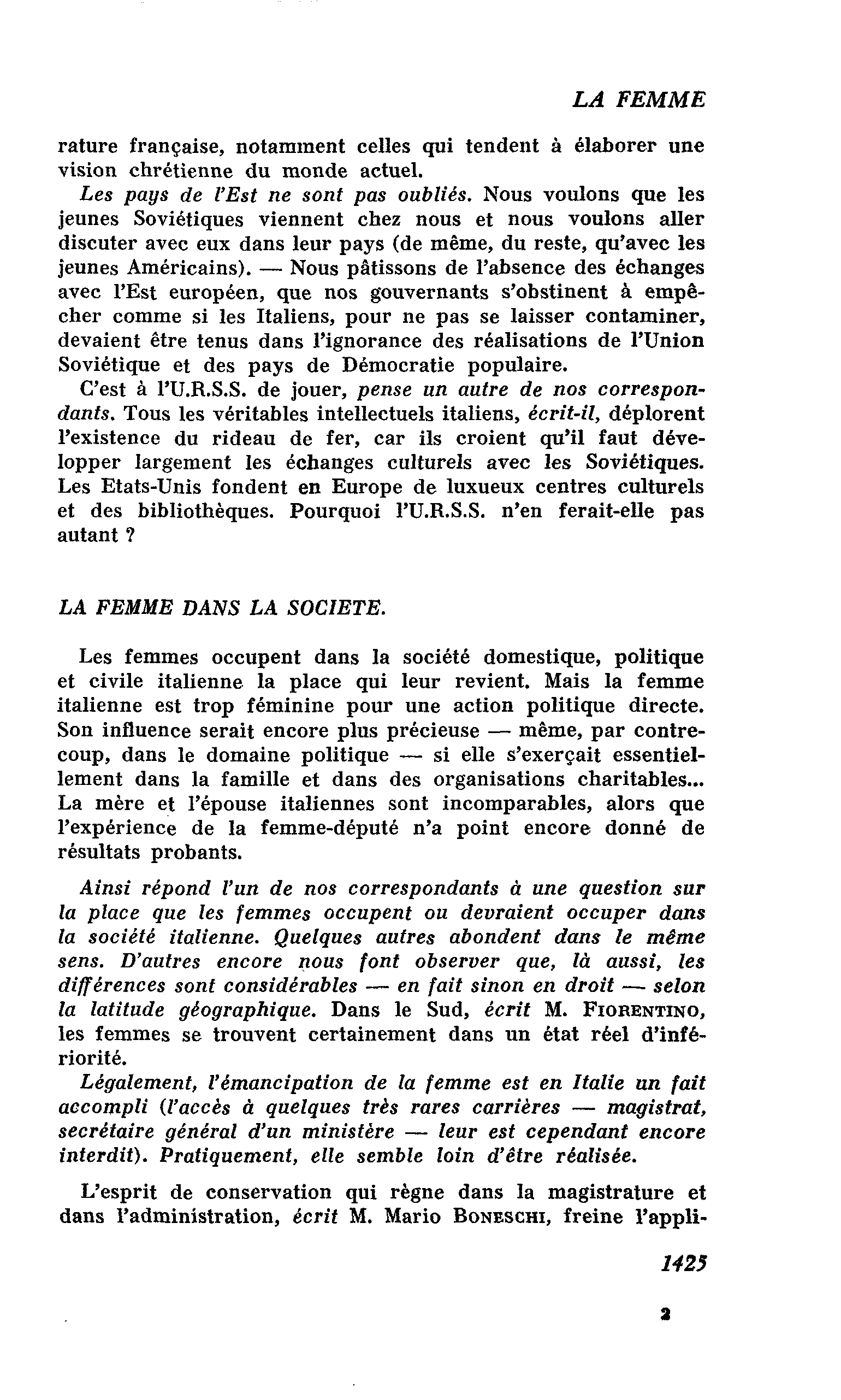 LA FEMME DANS LA SOCIETE