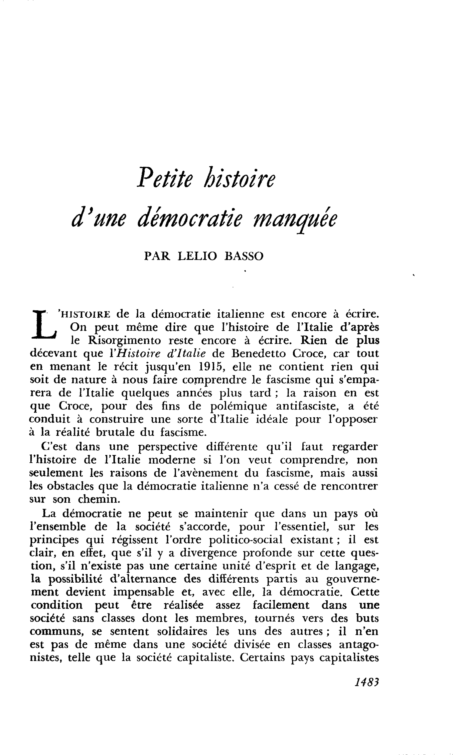 Petite histoire d’une démocratie manquée