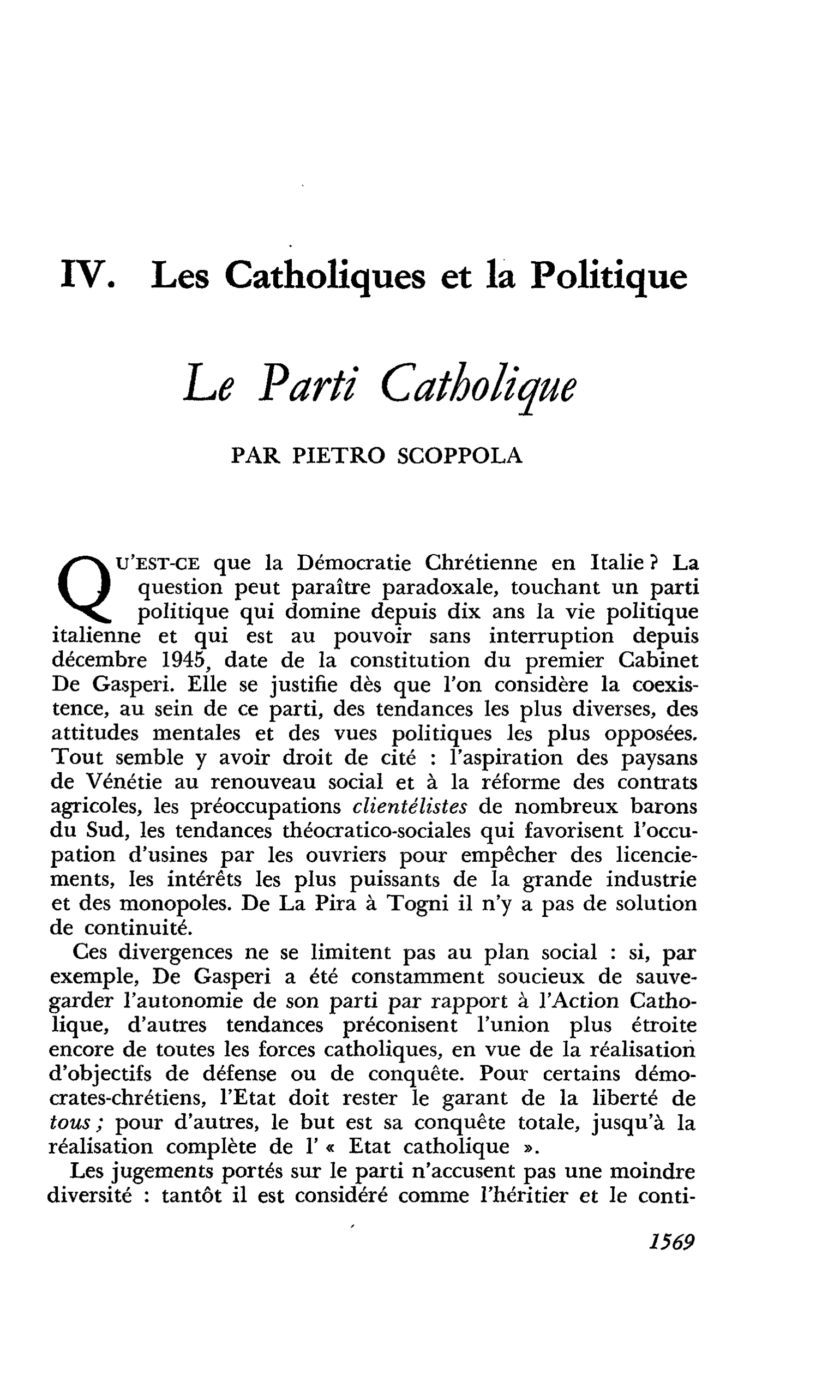 Le Parti Catholique