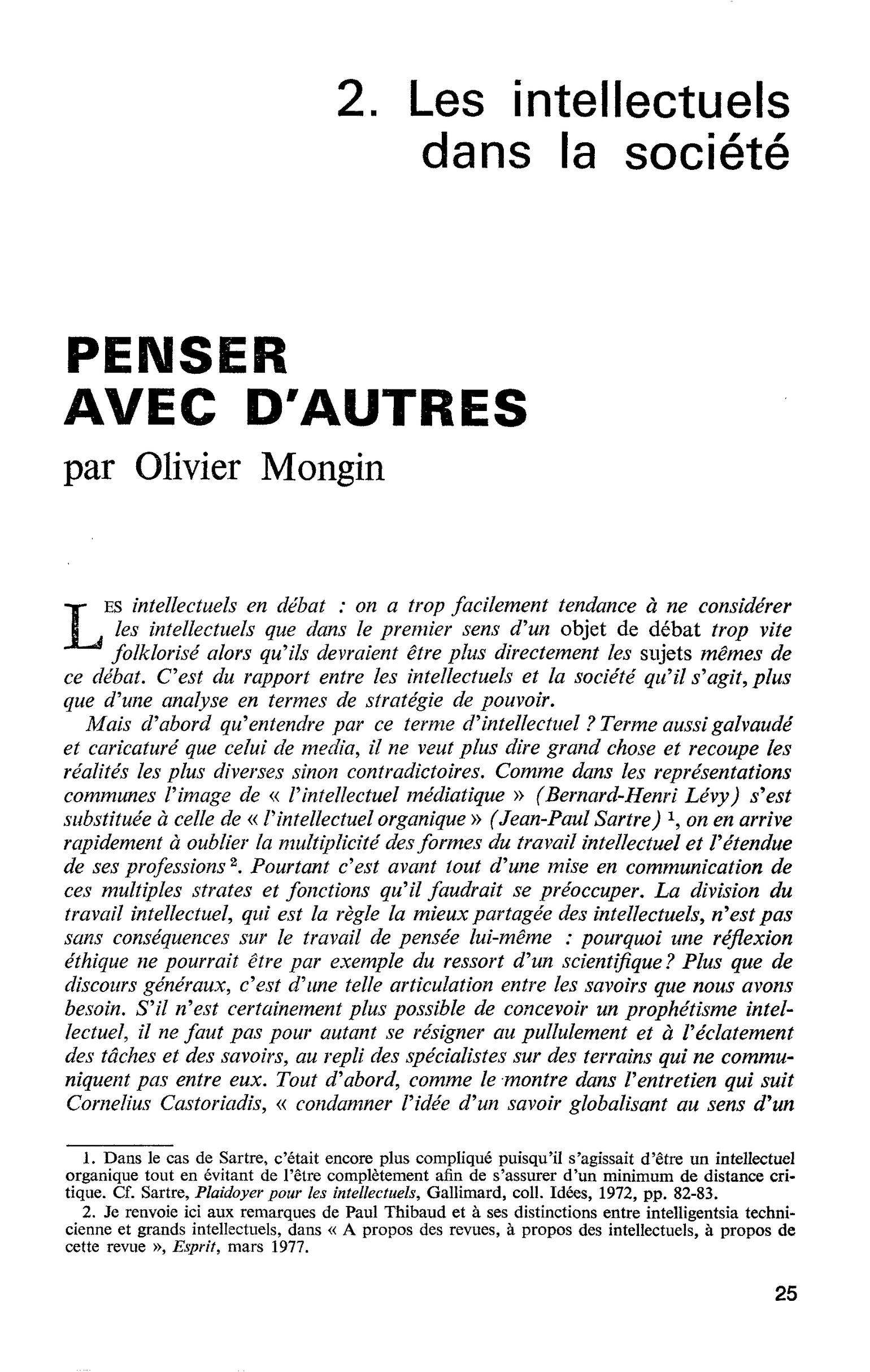 PENSER AVEC D’AUTRES