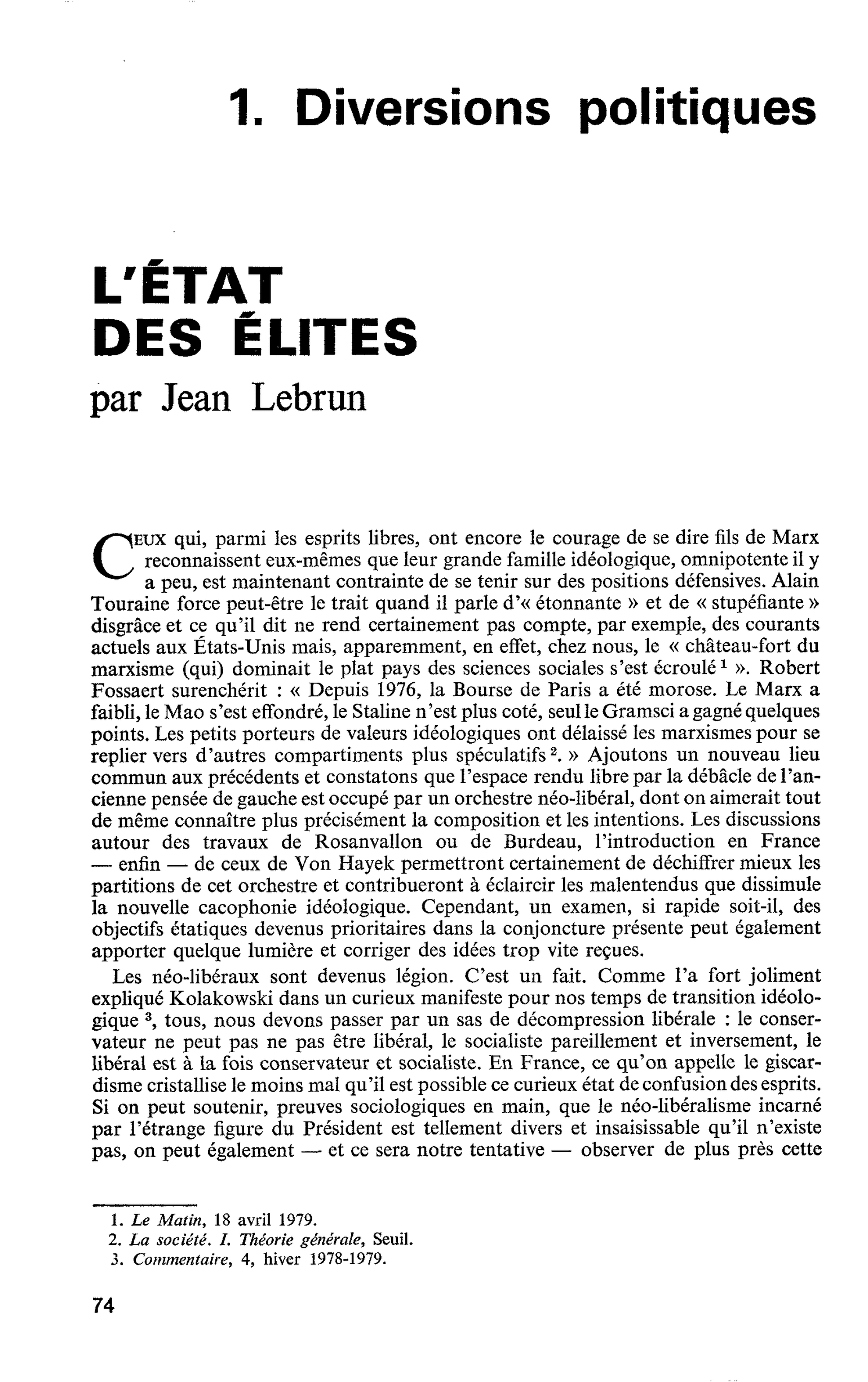 L’ÉTAT DES ÉLITES