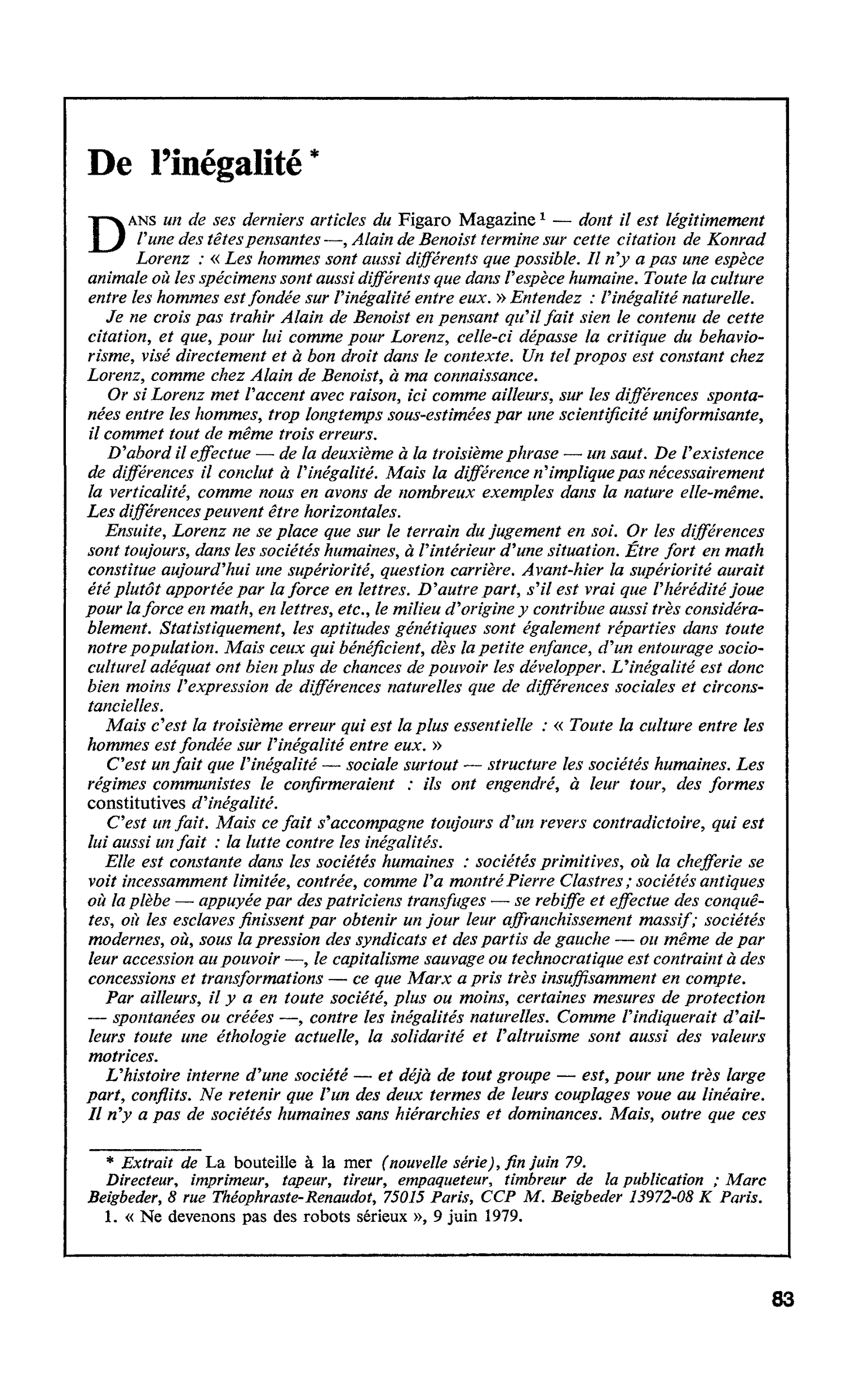De l’inégalité