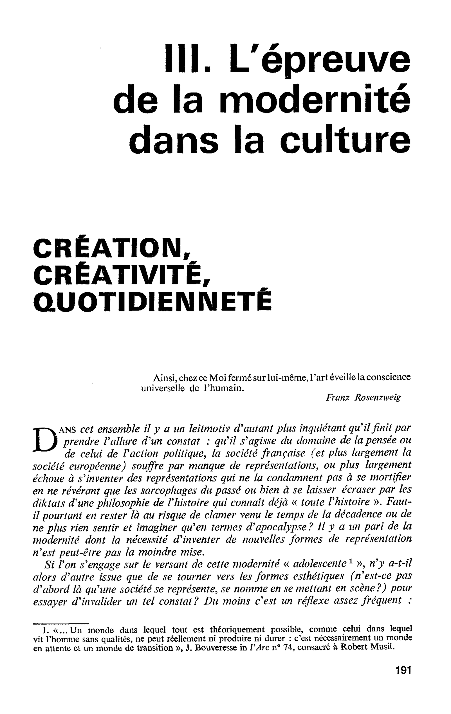 CRÉATION, CRÉATIVITÉ, QUOTIDIENNETÉ