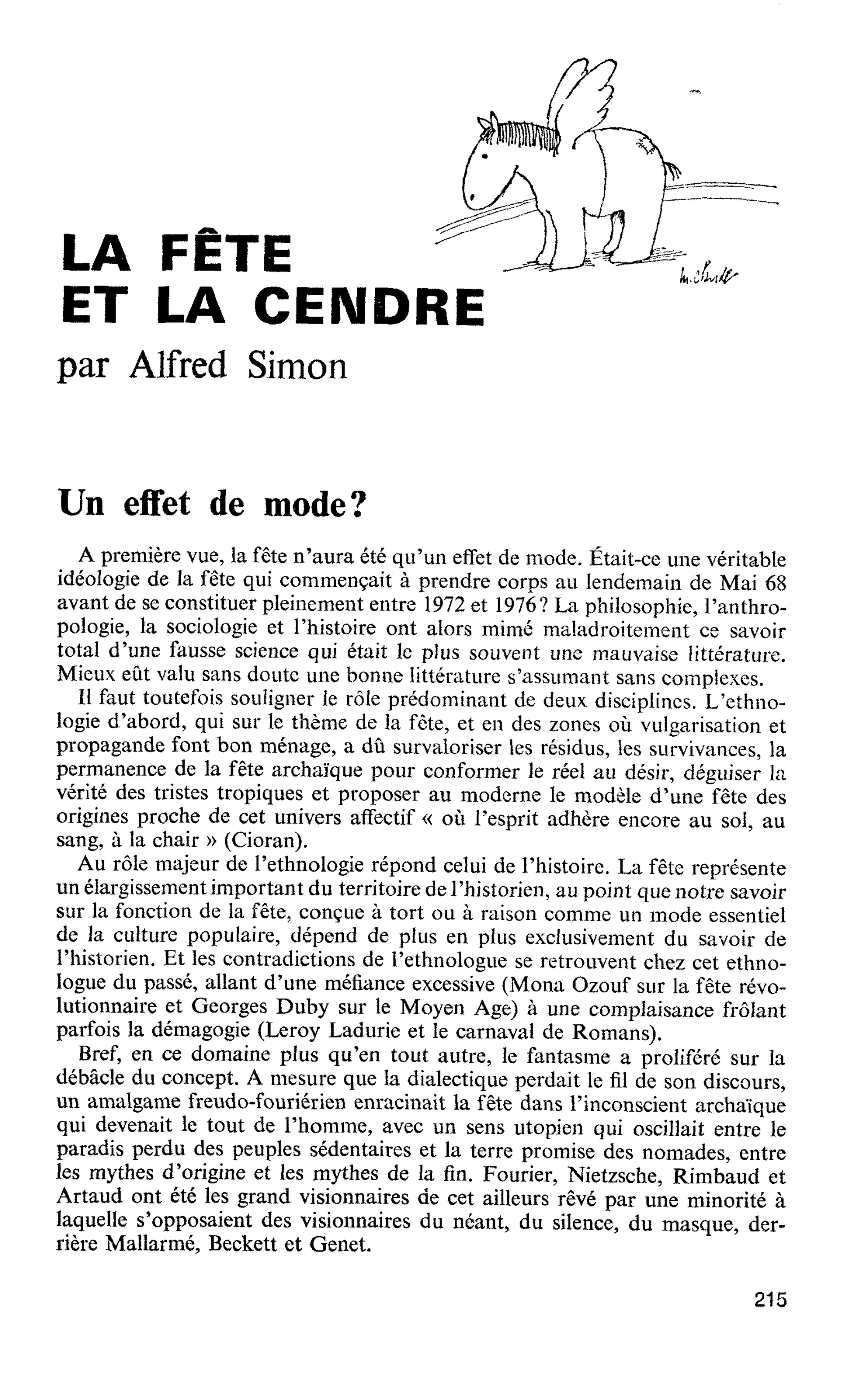 LA FÊTE ET LA CENDRE