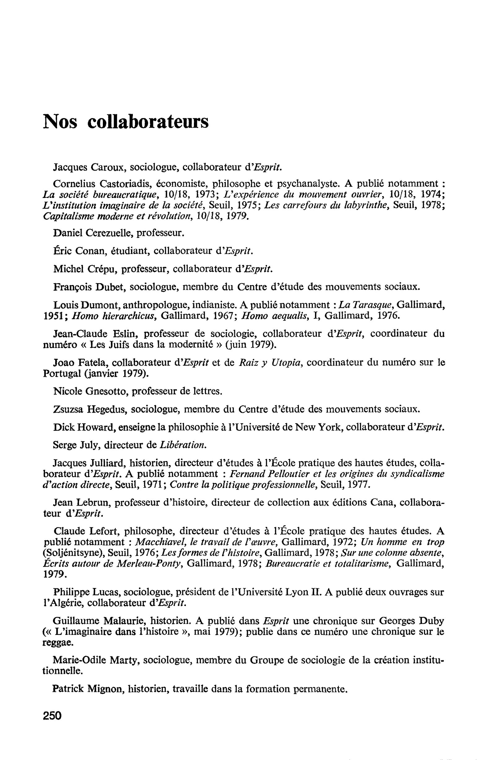 Nos collaborateurs