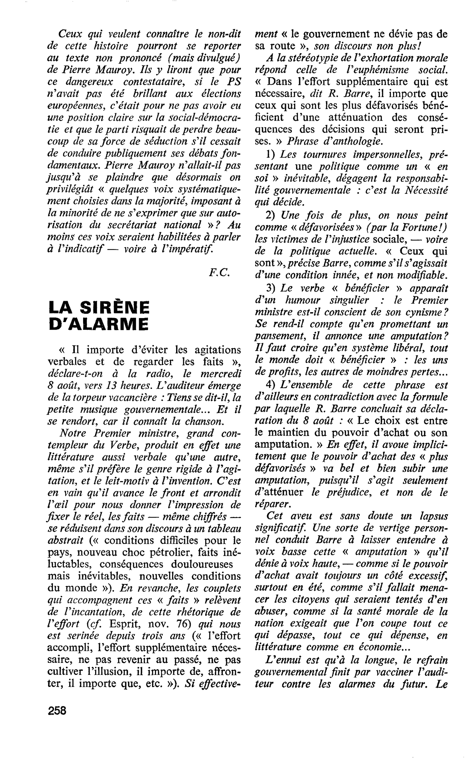 LA SIRÈNE D’ALARME