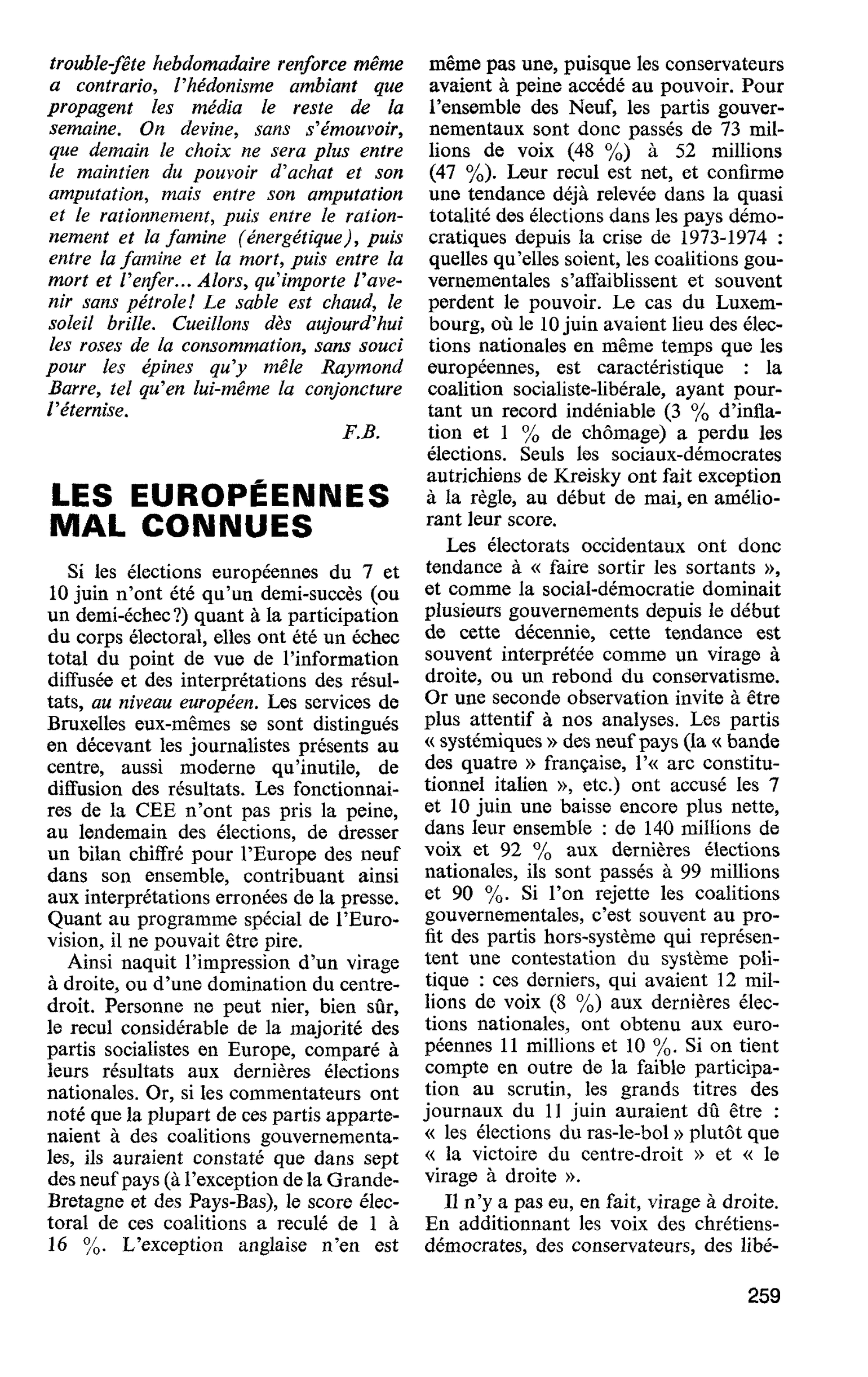 LES EUROPÉENNES MAL CONNUES