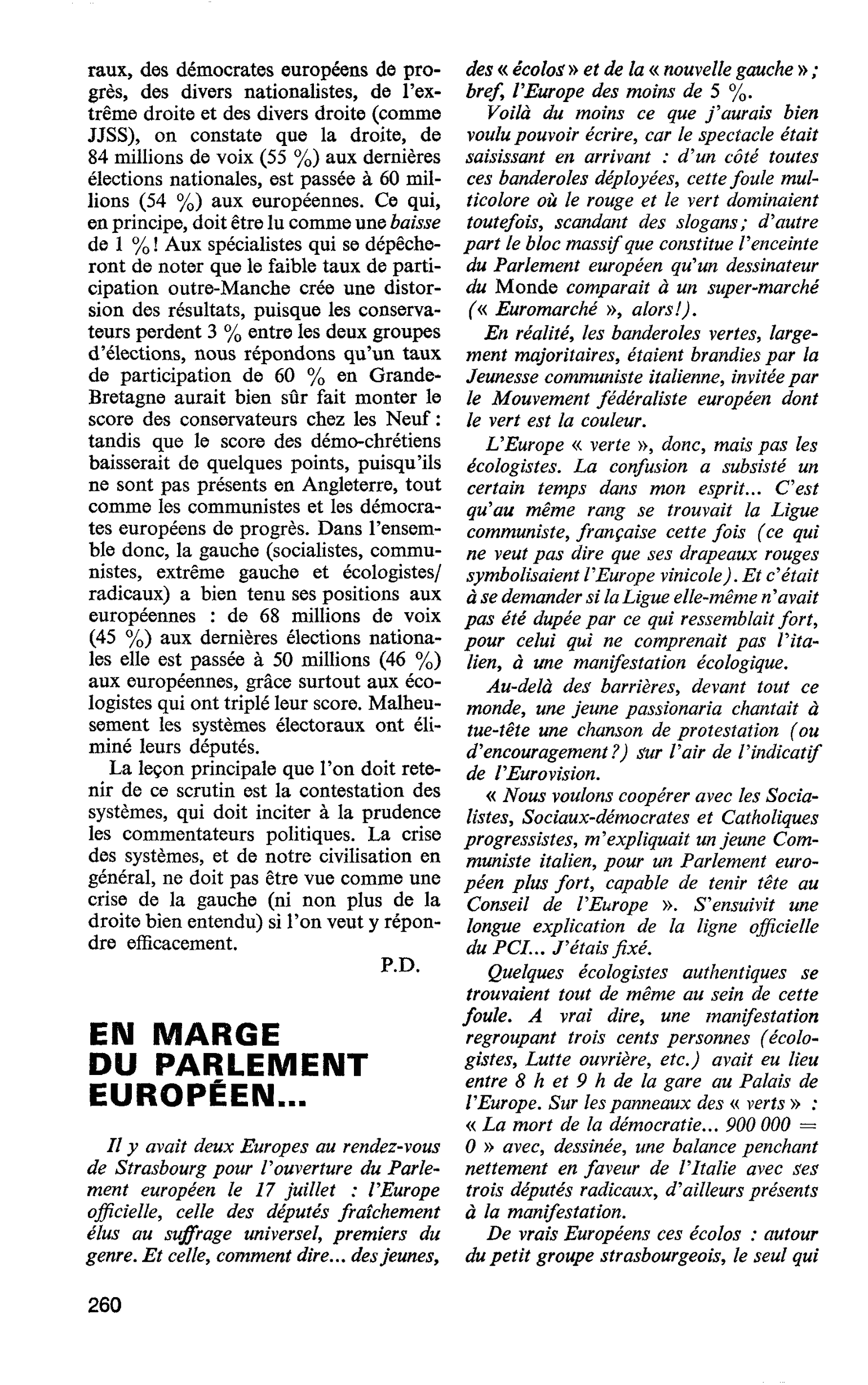 EN MARGE DU PARLEMENT EUROPÉEN…