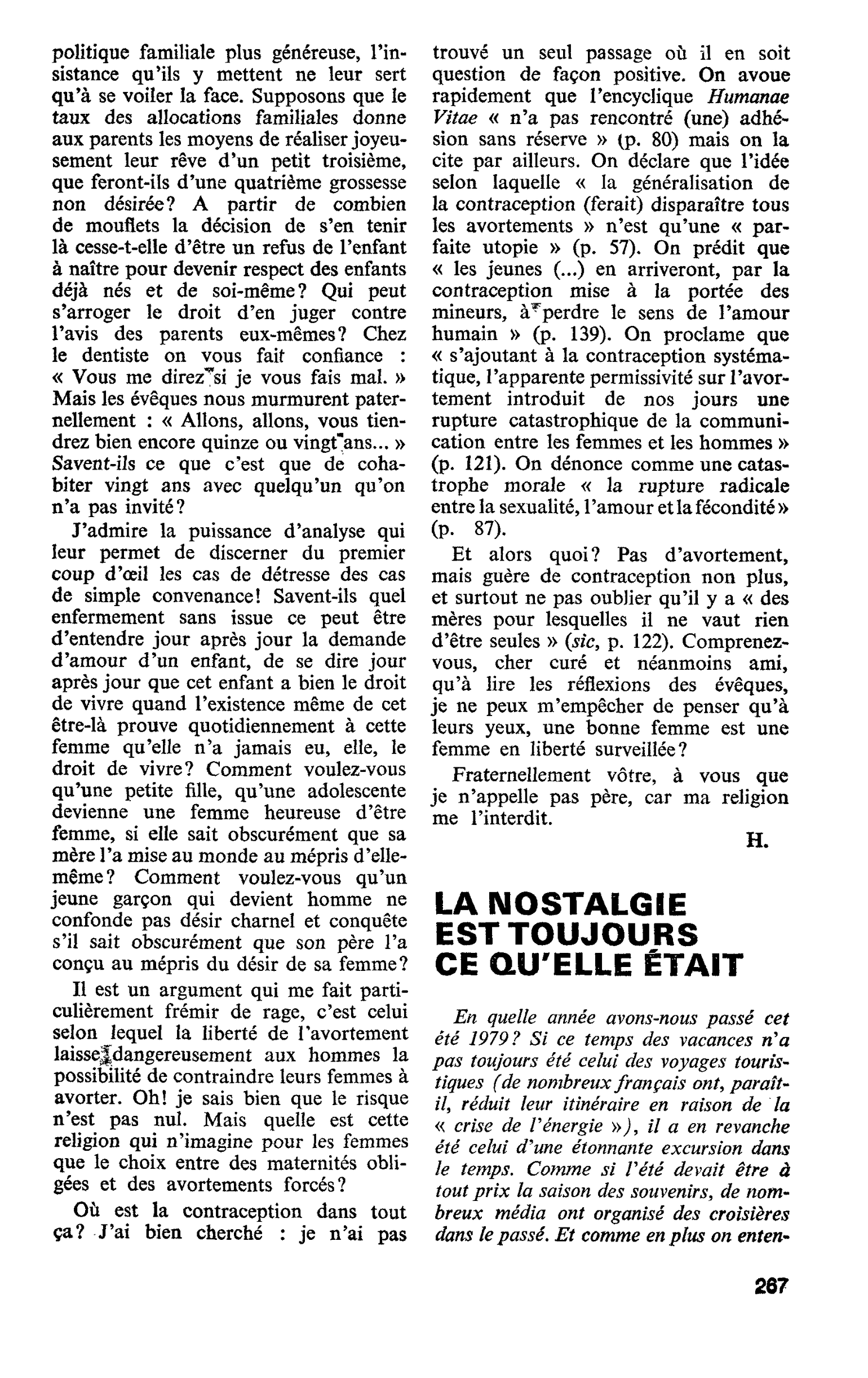 LA NOSTALGIE EST TOUJOURS CE QU’ELLE ÉTAIT