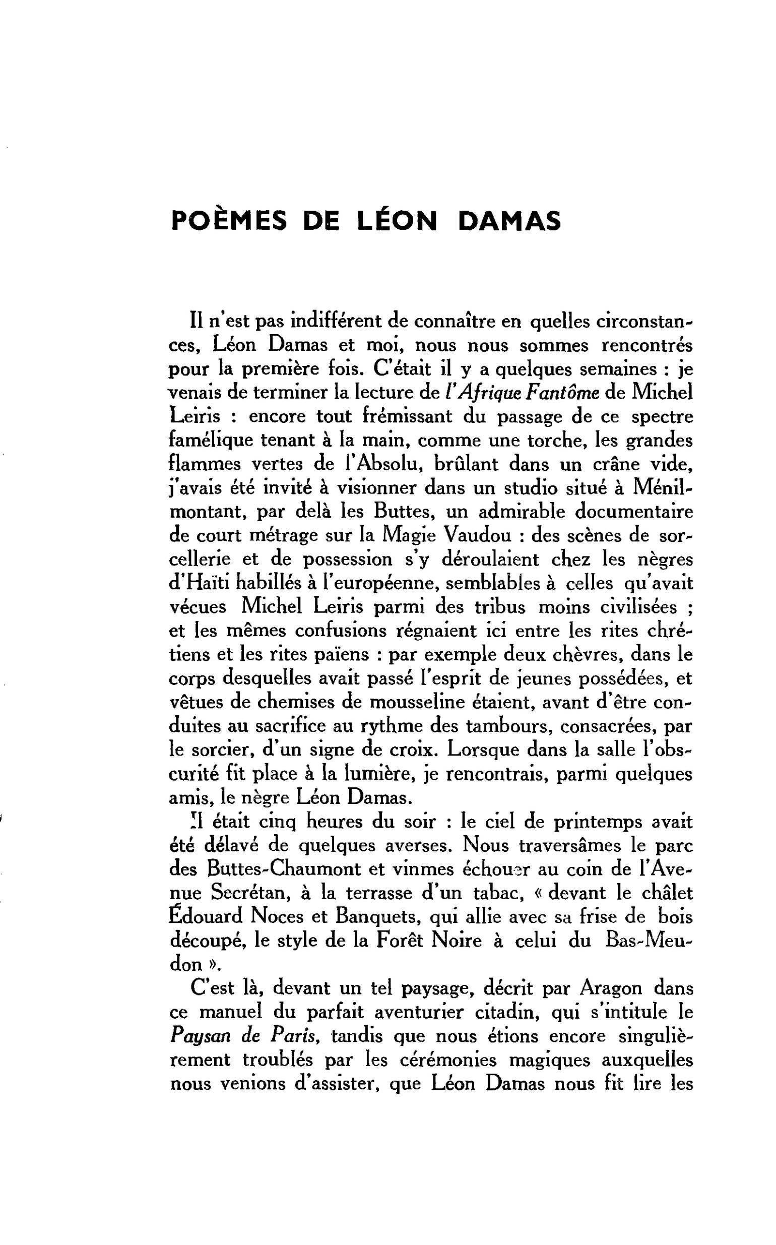 POÈMES DE LÉON DAMAS