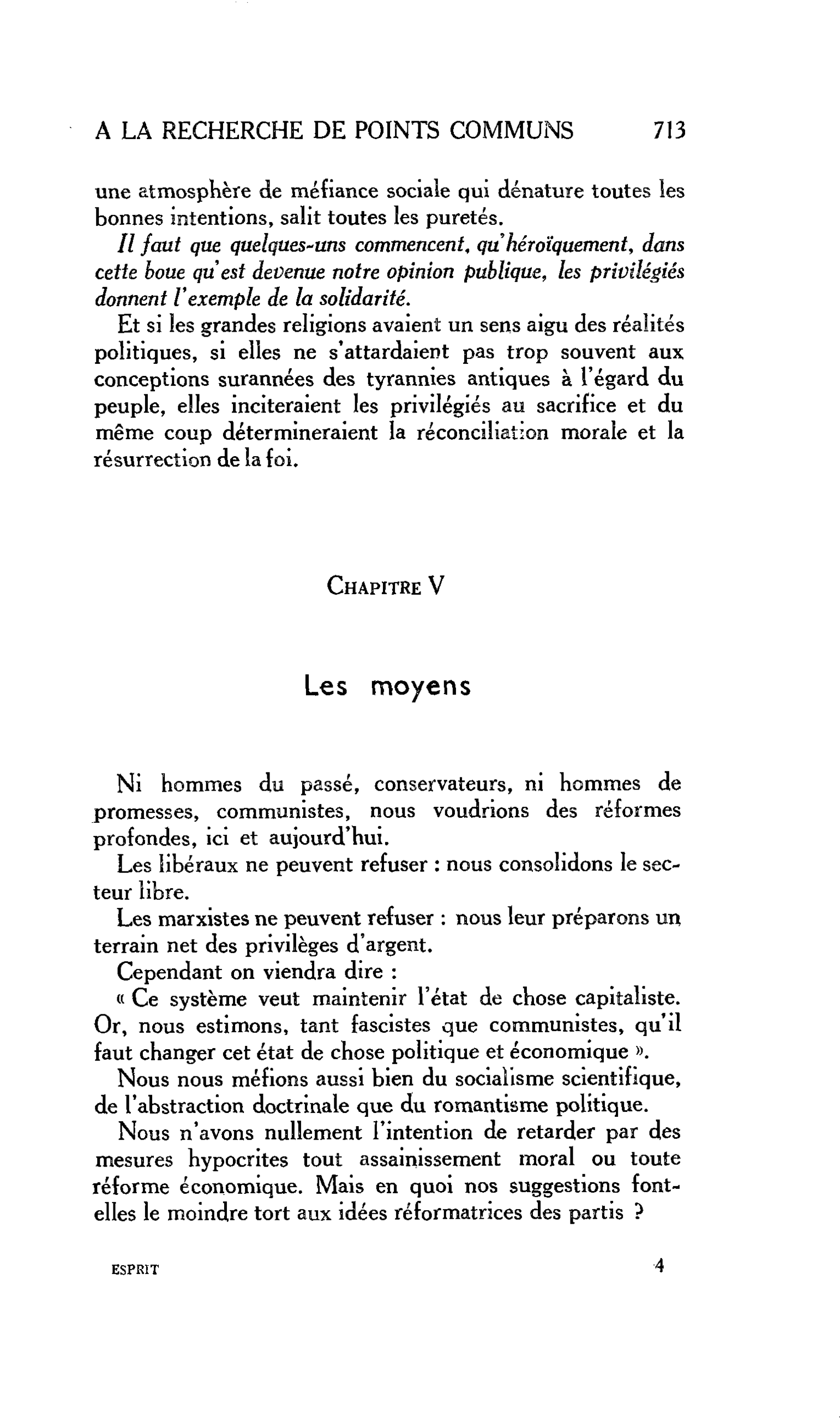 RECHERCHES SUR DES POINTS COMMUNS D’UN PROGRAMME ÉLECTORAL POUR LES ANTIFASCISTES ET LES DÉMOCRATES. LIBÉRALISME PAR LE BAS COMMUNISME PAR LE HAUT : Chapitre V Les moyens