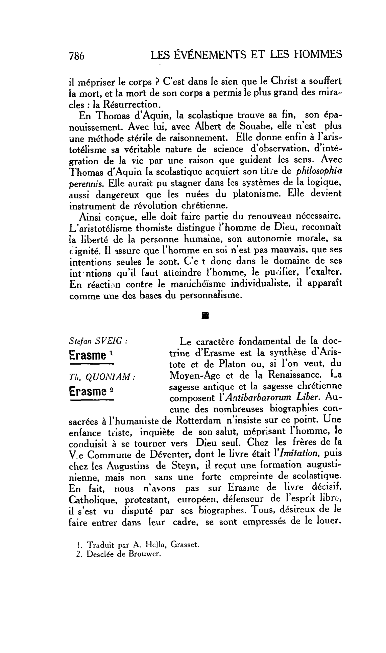 LA RELIGION ET LE MONDE. Stefan SVEIG : Erasmex Th. QUONIAM: Erasme