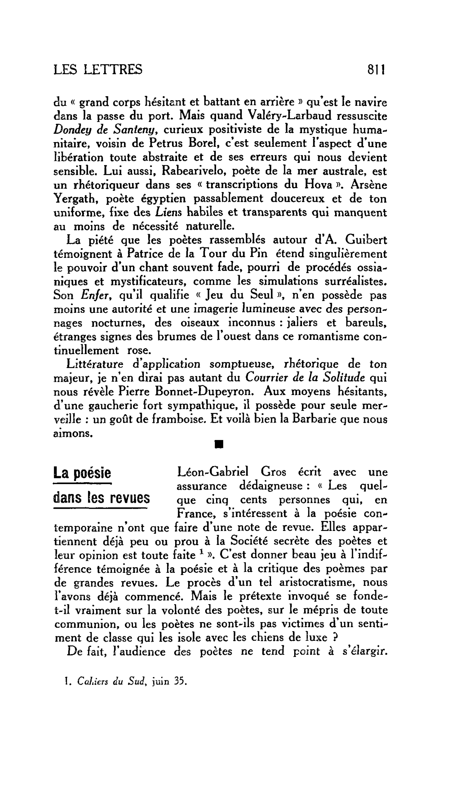 LES LETTRES. La poésie dans les revues