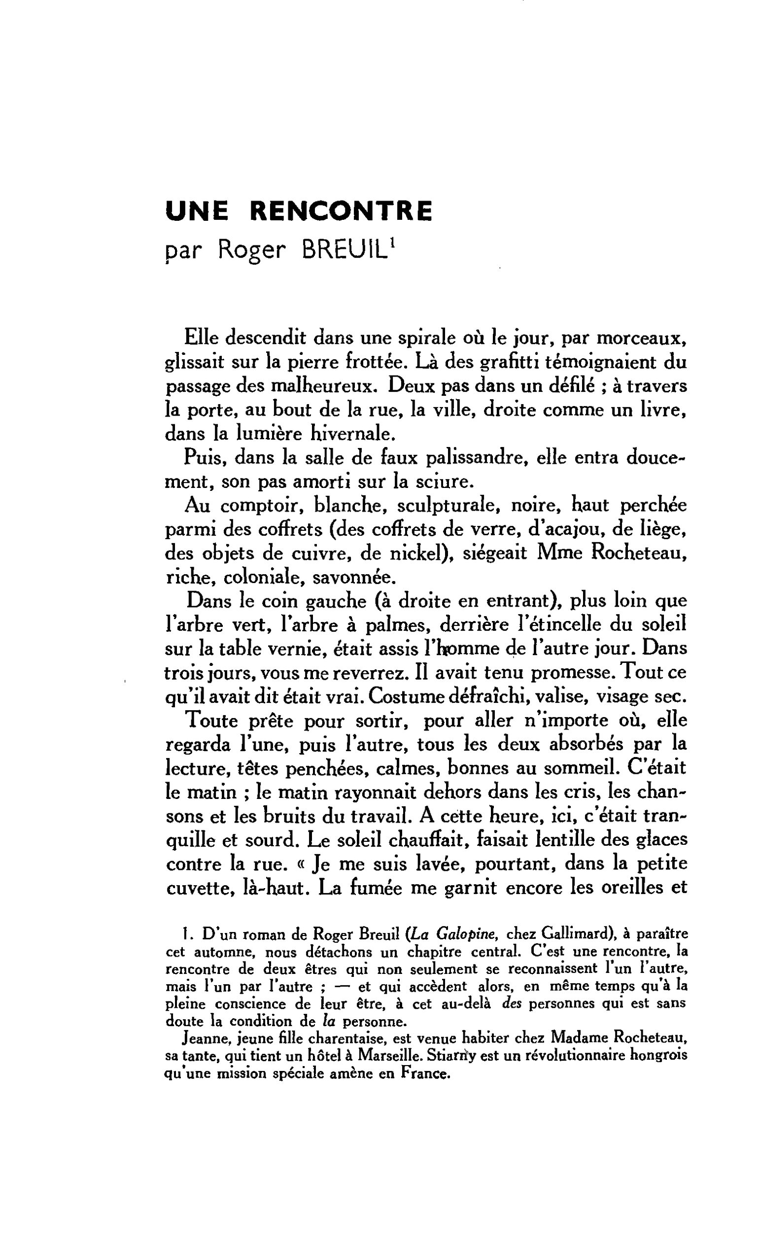 UNE RENCONTRE