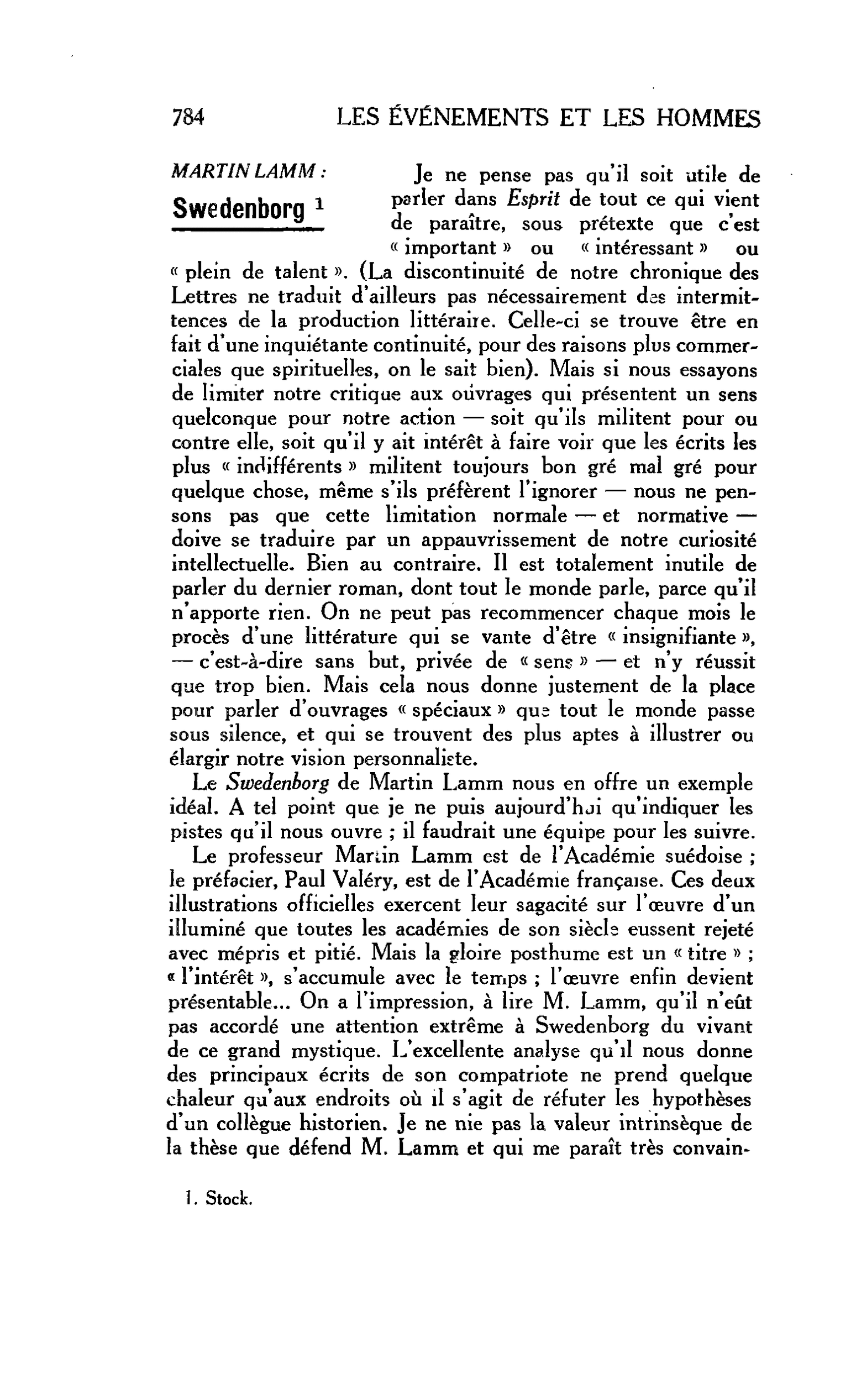 LA PENSÉE ENGAGÉE : MARTIN LAMM : Swedenborg