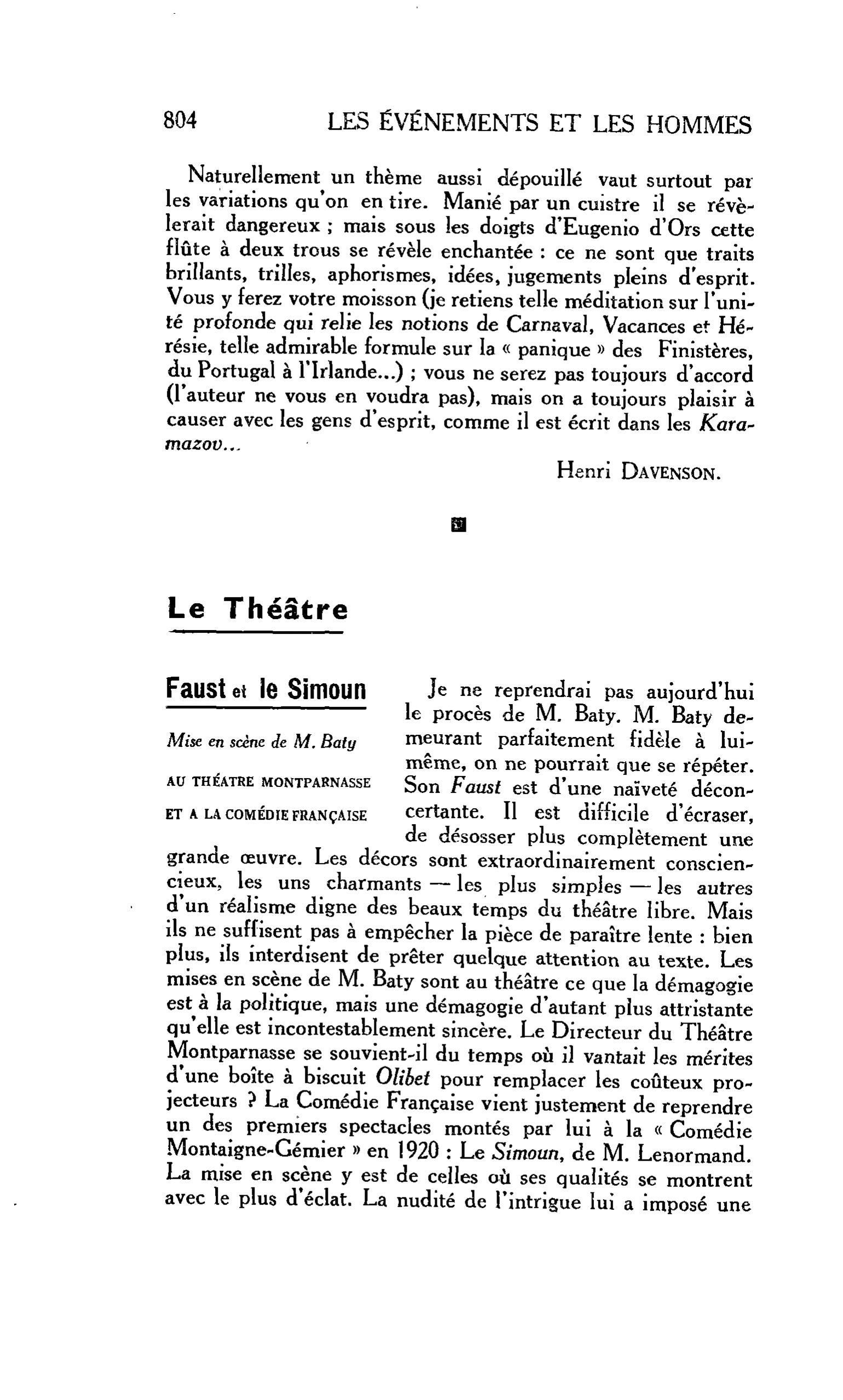 Le Théâtre : Faust et le Simoun