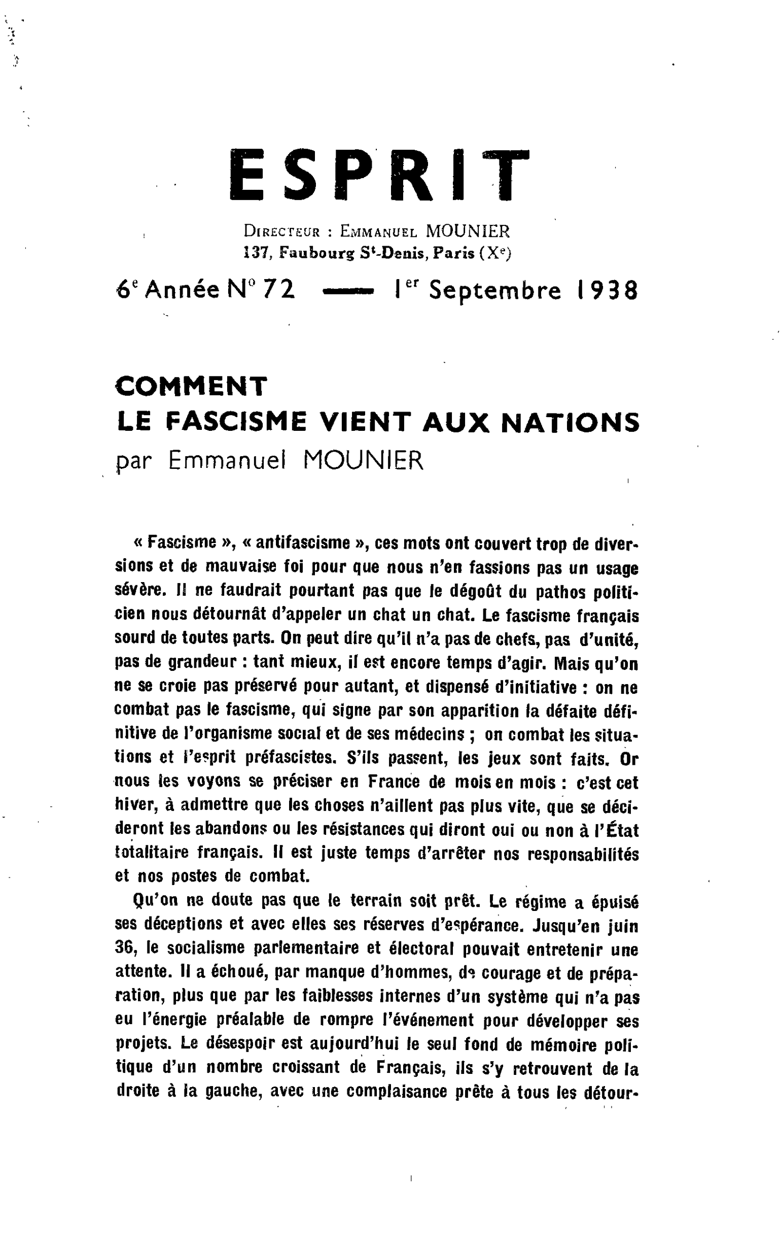 COMMENT LE FASCISME VIENT AUX NATIONS