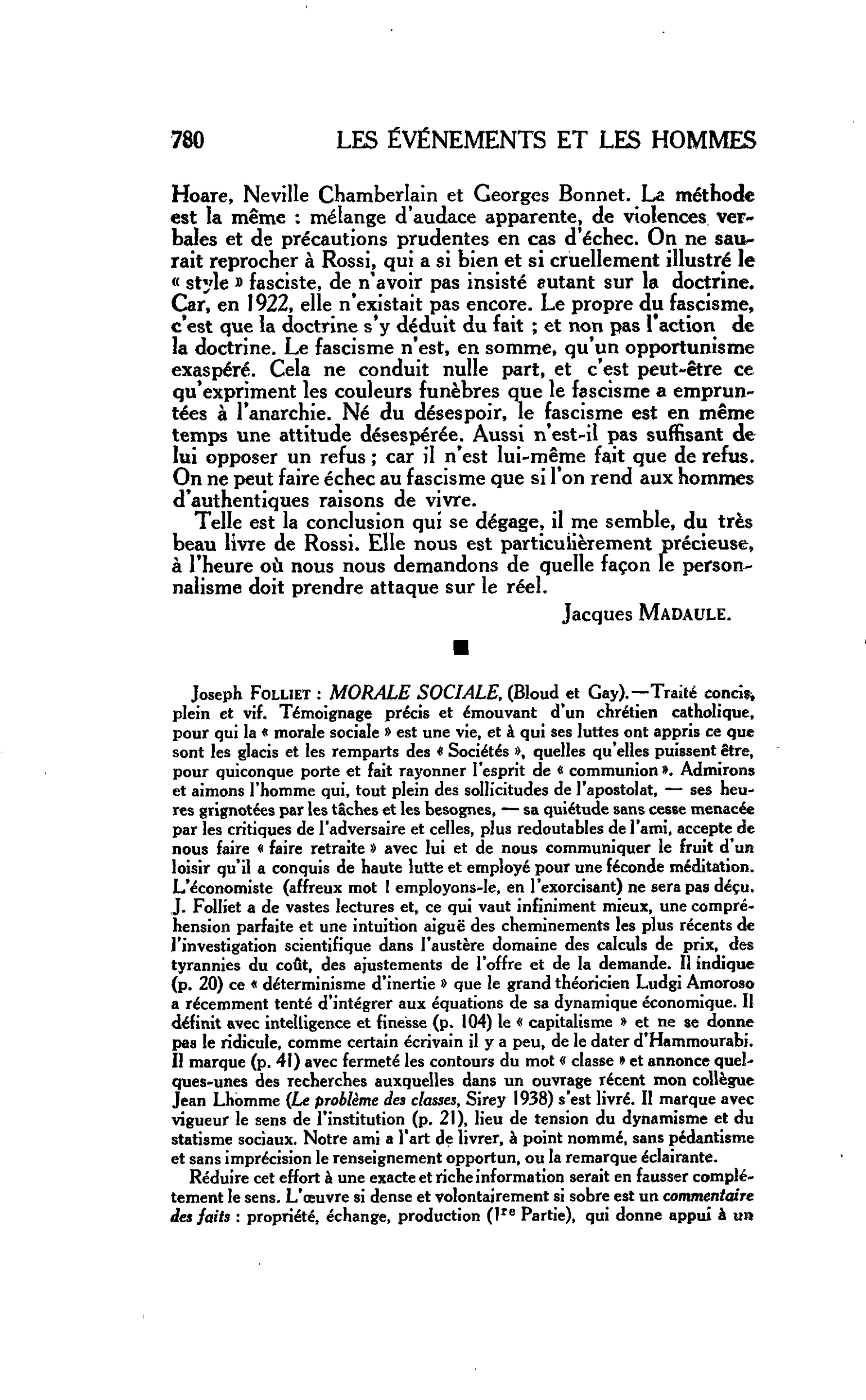 LA CITÉ. Joseph FOLLIET : MORALE SOCIALE
