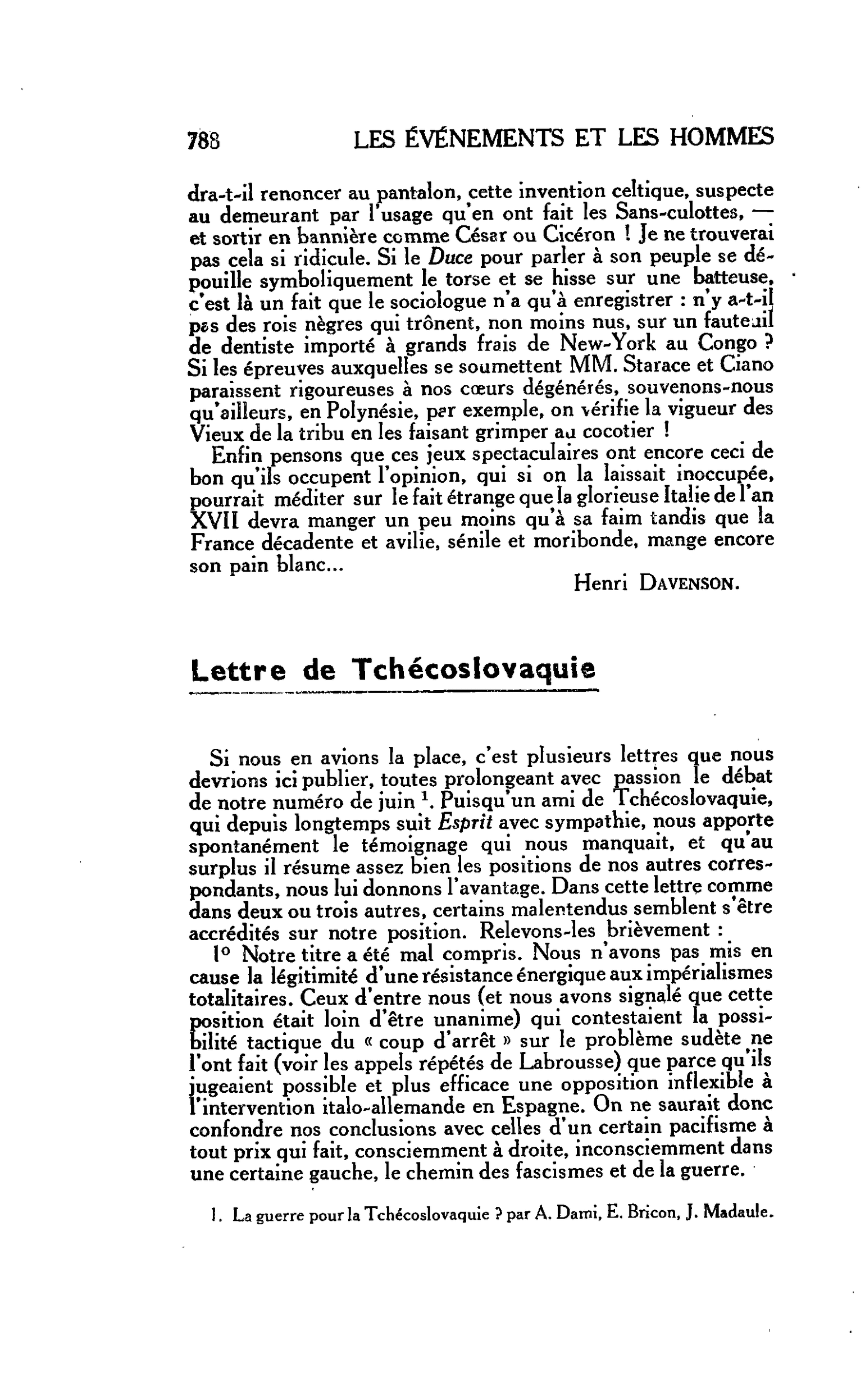 LA CITÉ : Lettre de Tchécoslovaquie