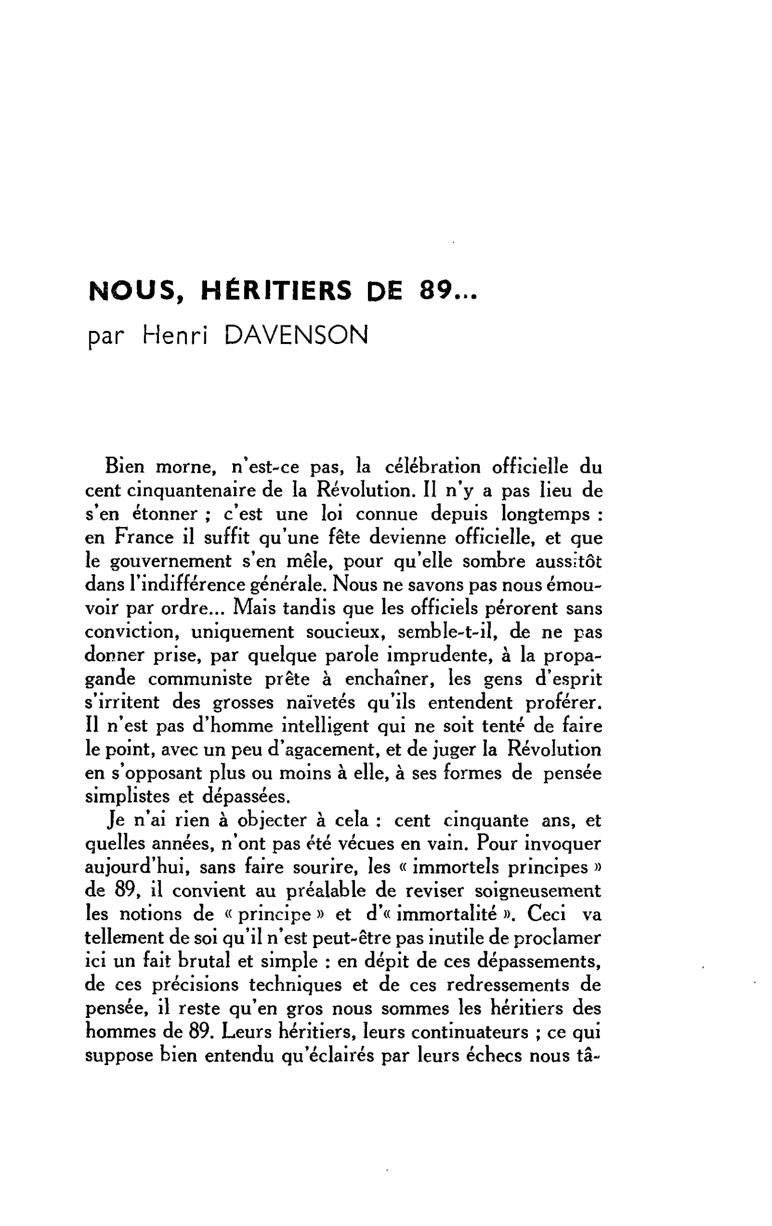 NOUS, HÉRITIERS DE 89…