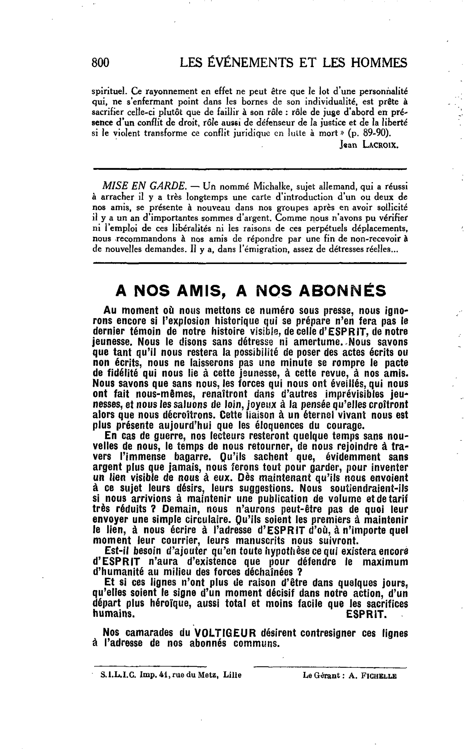 LA CITÉ : MISE EN GARDE
